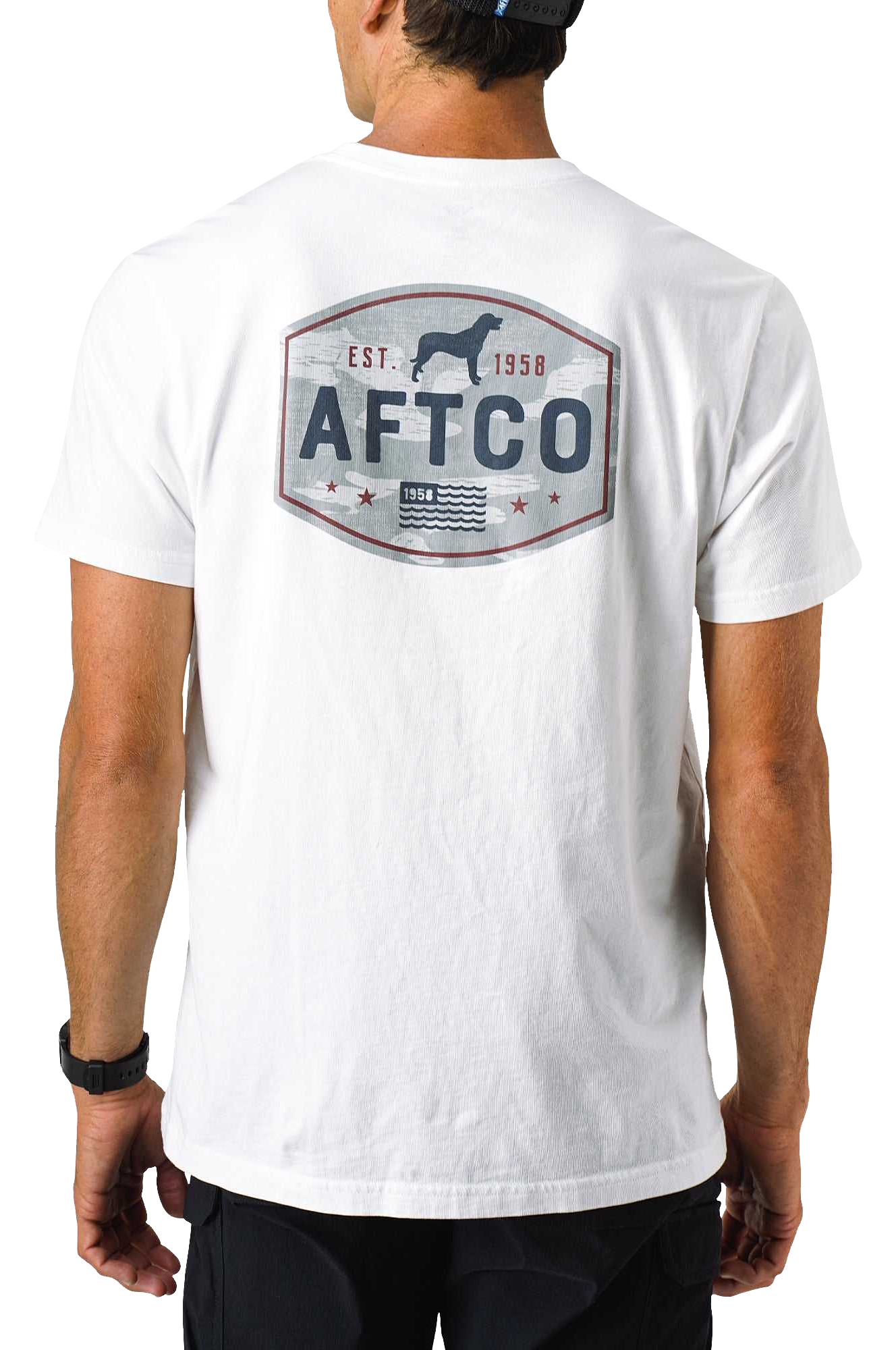 Image of AFTCO Best Friend Graphic Short-Sleeve Pocket T-Shirt - White - 2X