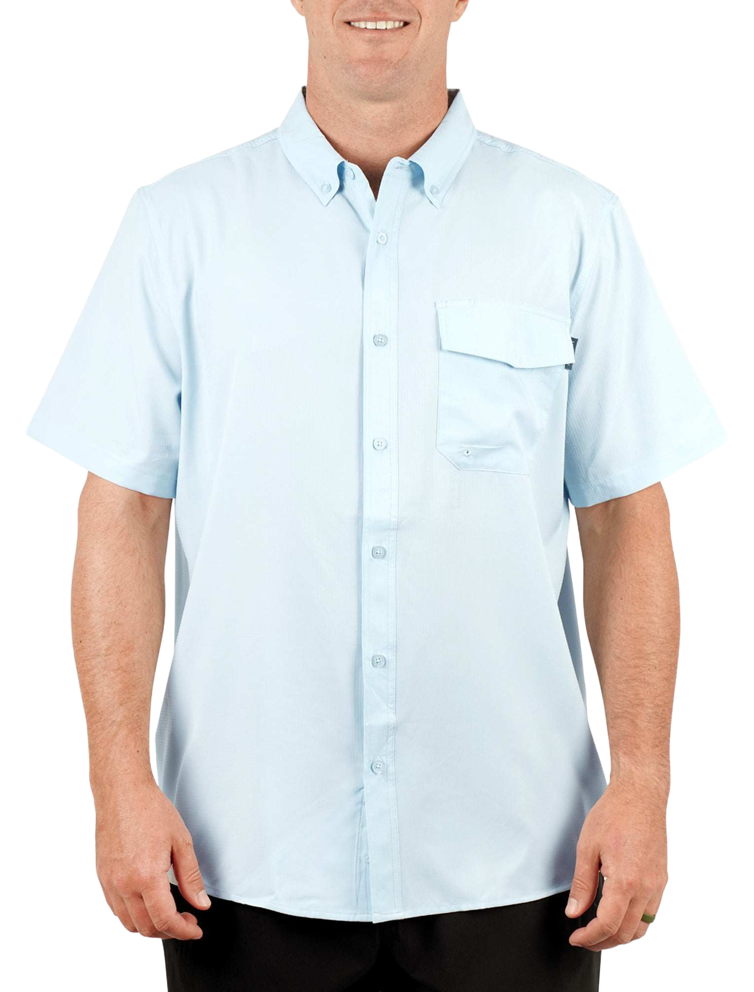 Image of AFTCO Palomar Tech Short-Sleeve Button-Down Shirt - Niagara Mist - M