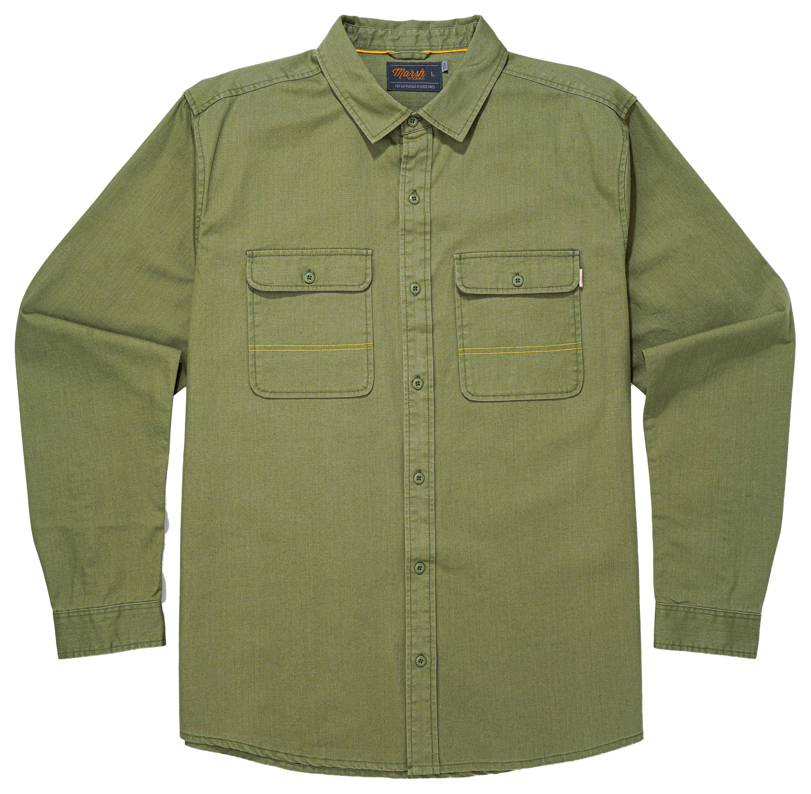 Image of Marsh Wear South End Button-Up Long-Sleeve Shirt - Light Olive - S