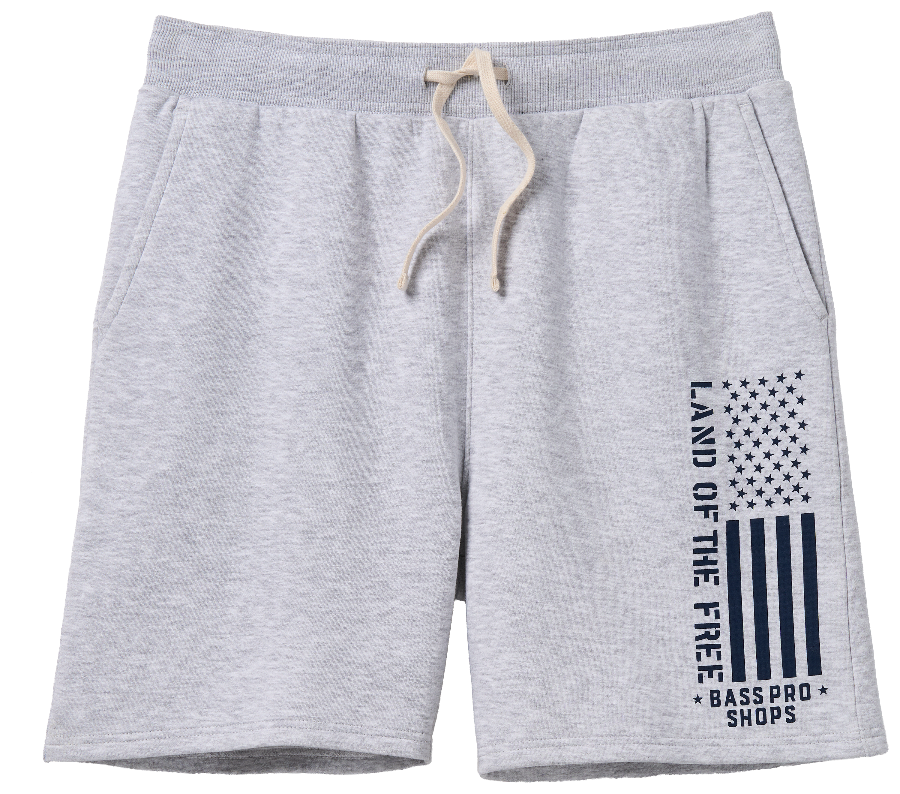 Image of Land of the Free Vertical Flag Fleece Shorts - Heather Grey