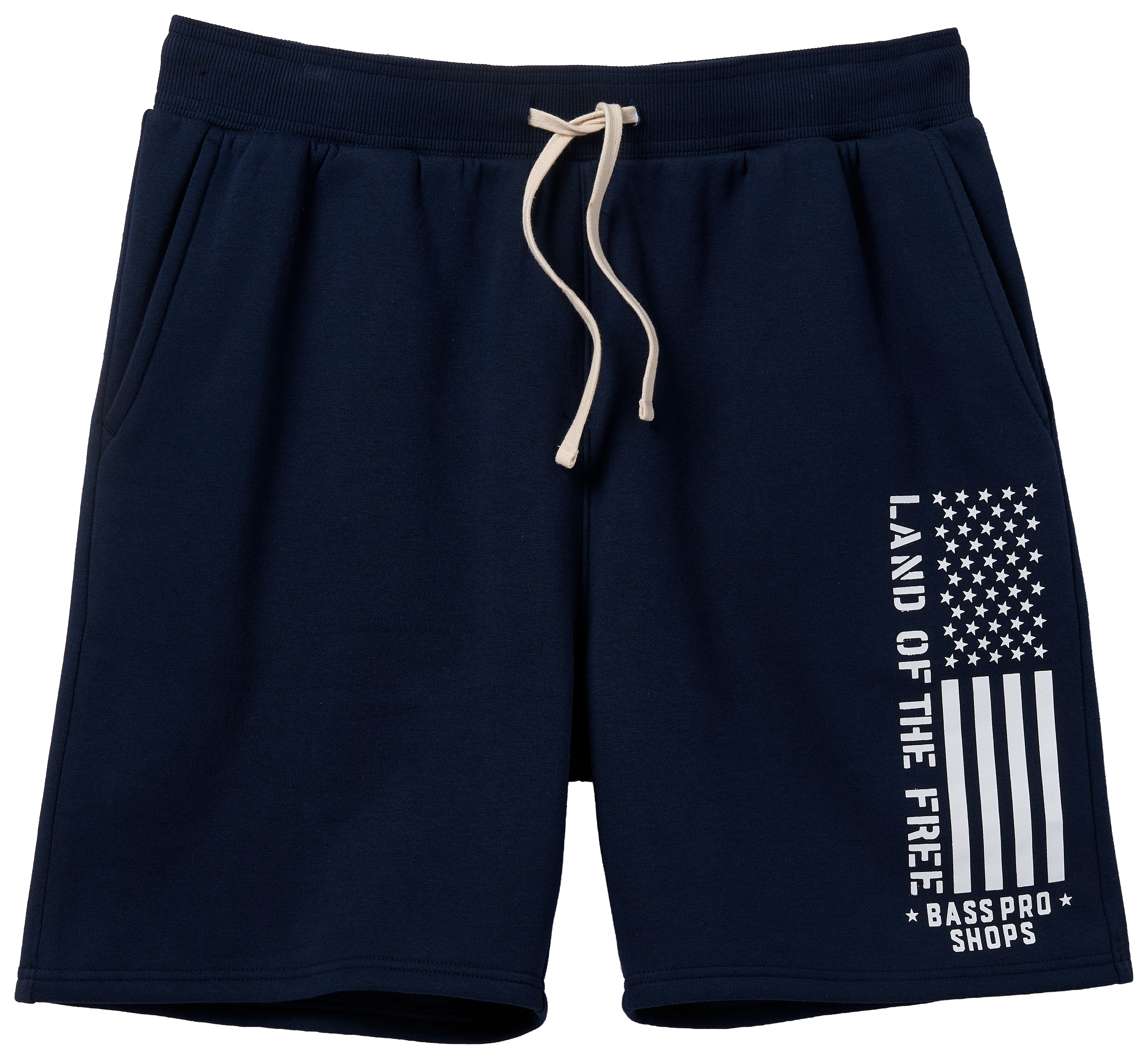 Image of Land of the Free Vertical Flag Fleece Shorts - Navy