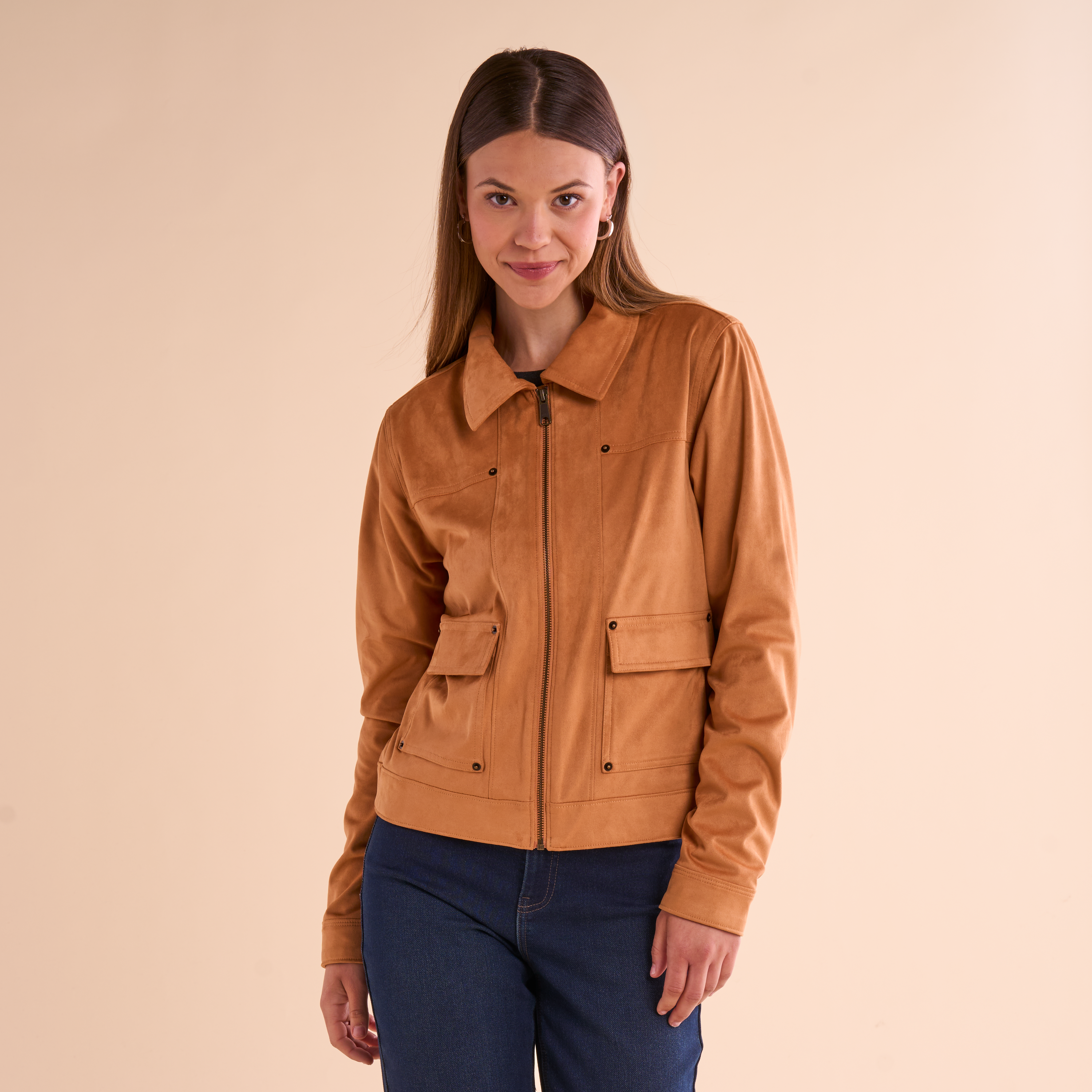 Image of Natural Reflections Faux-Suede Jacket - Biscuit
