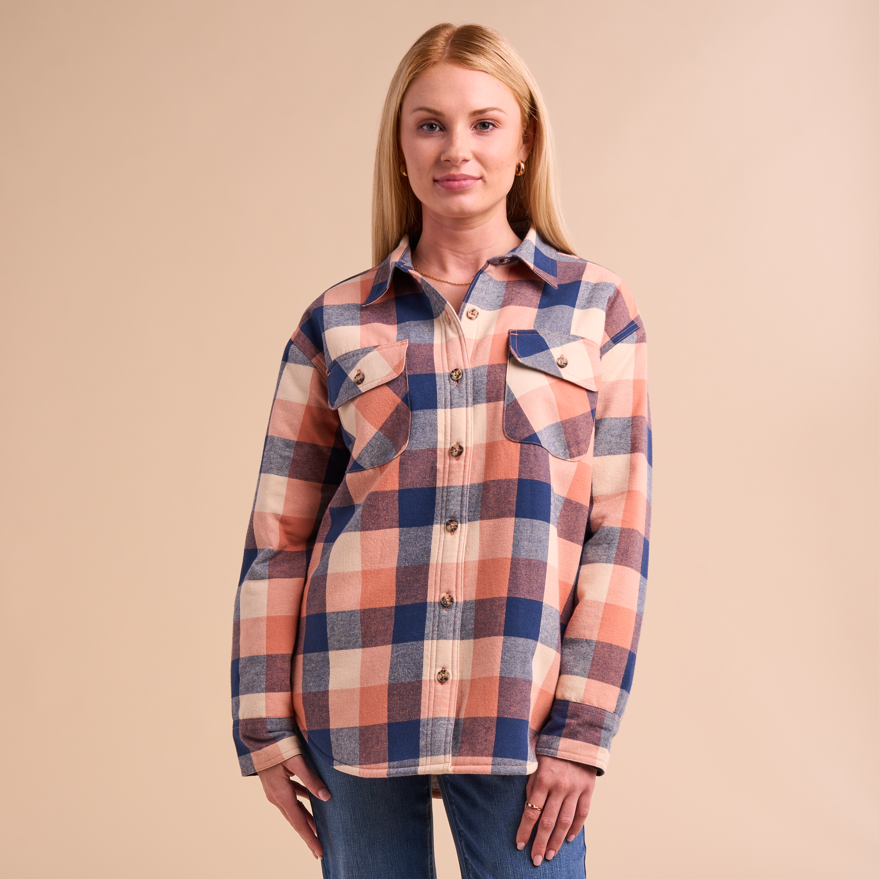 NATURAL REFLECTIONS Sherpa-Lined Flannel Shirt Jacket