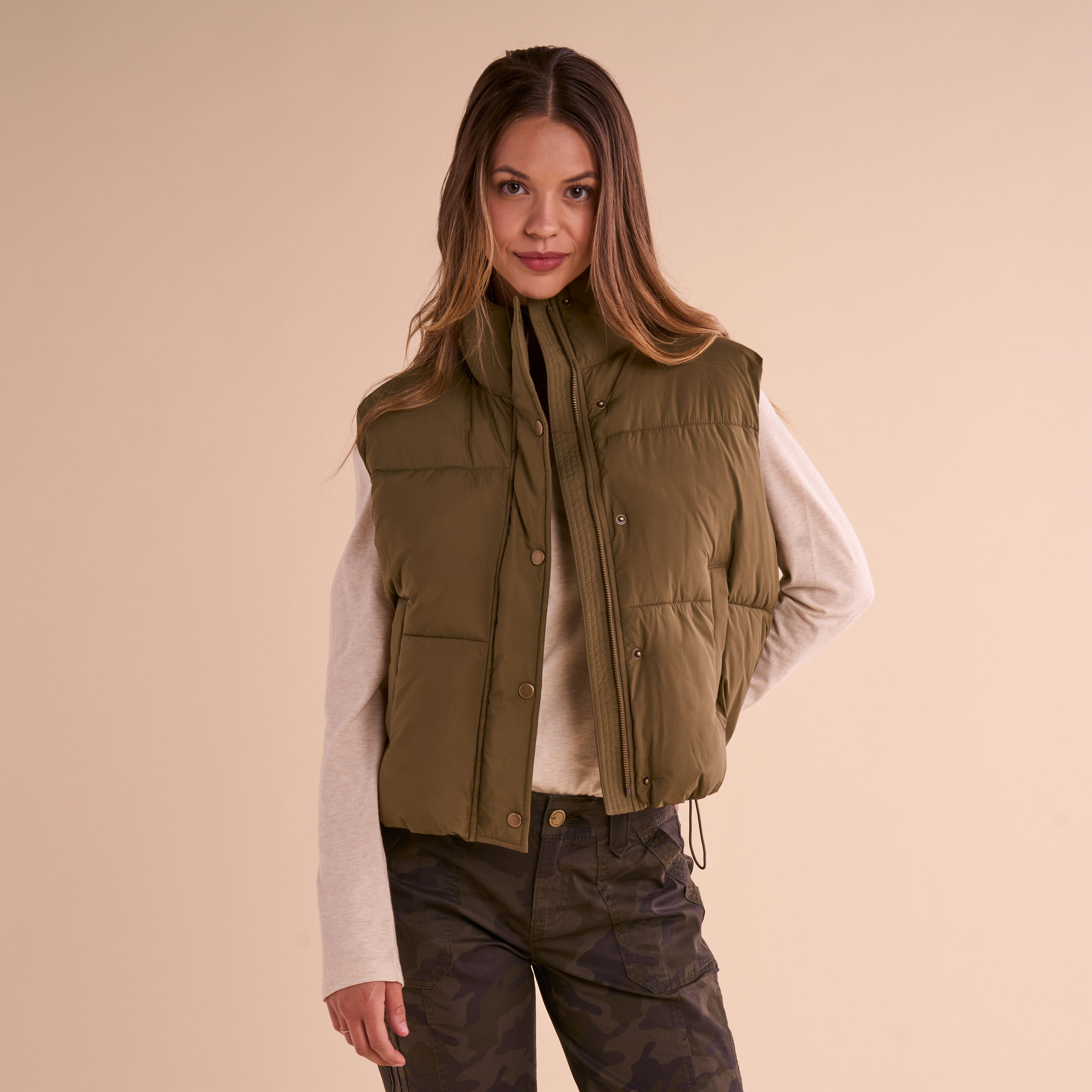 Image of Natural Reflections Robin Puffer Vest - Burnt Olive