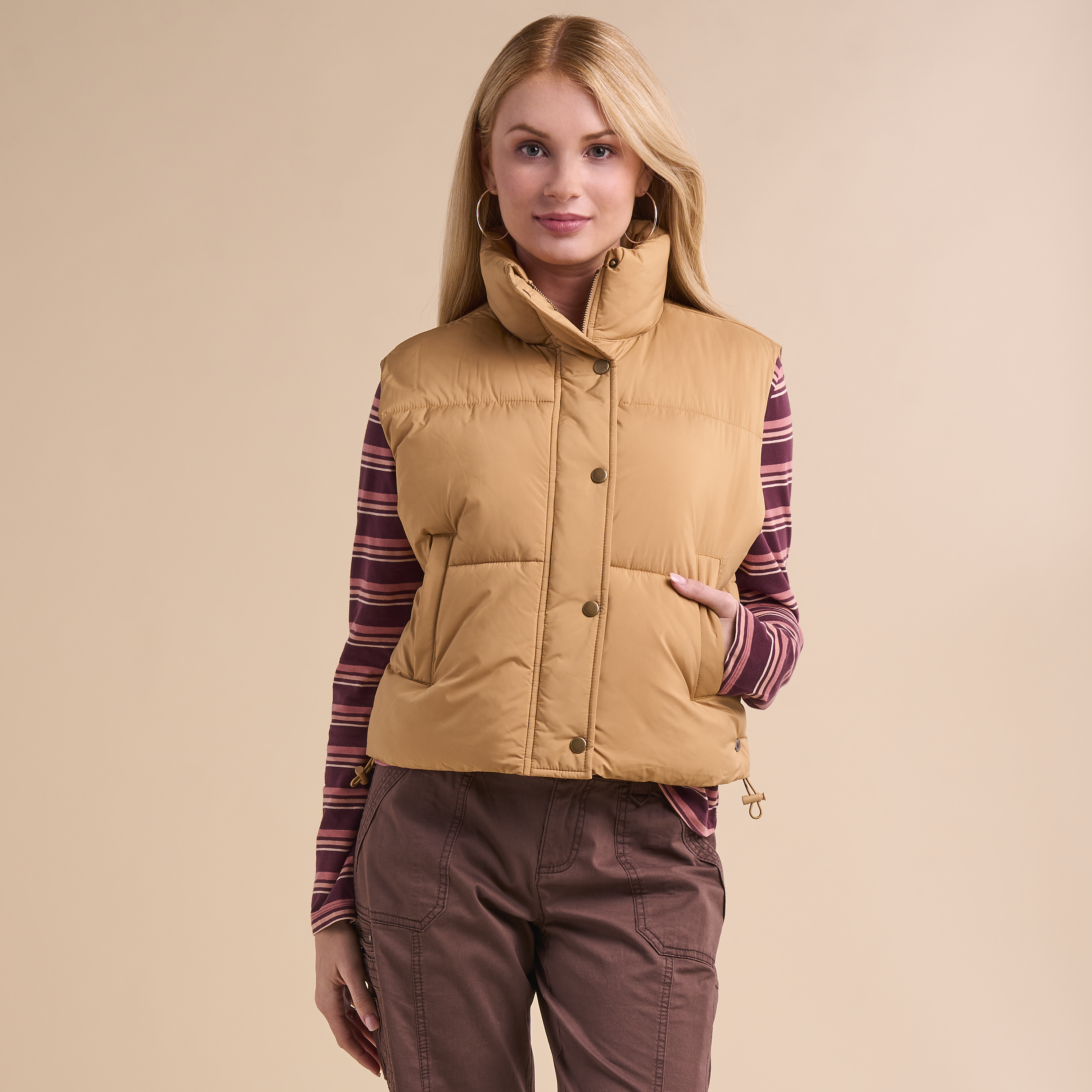 Image of Natural Reflections Robin Puffer Vest - Biscuit