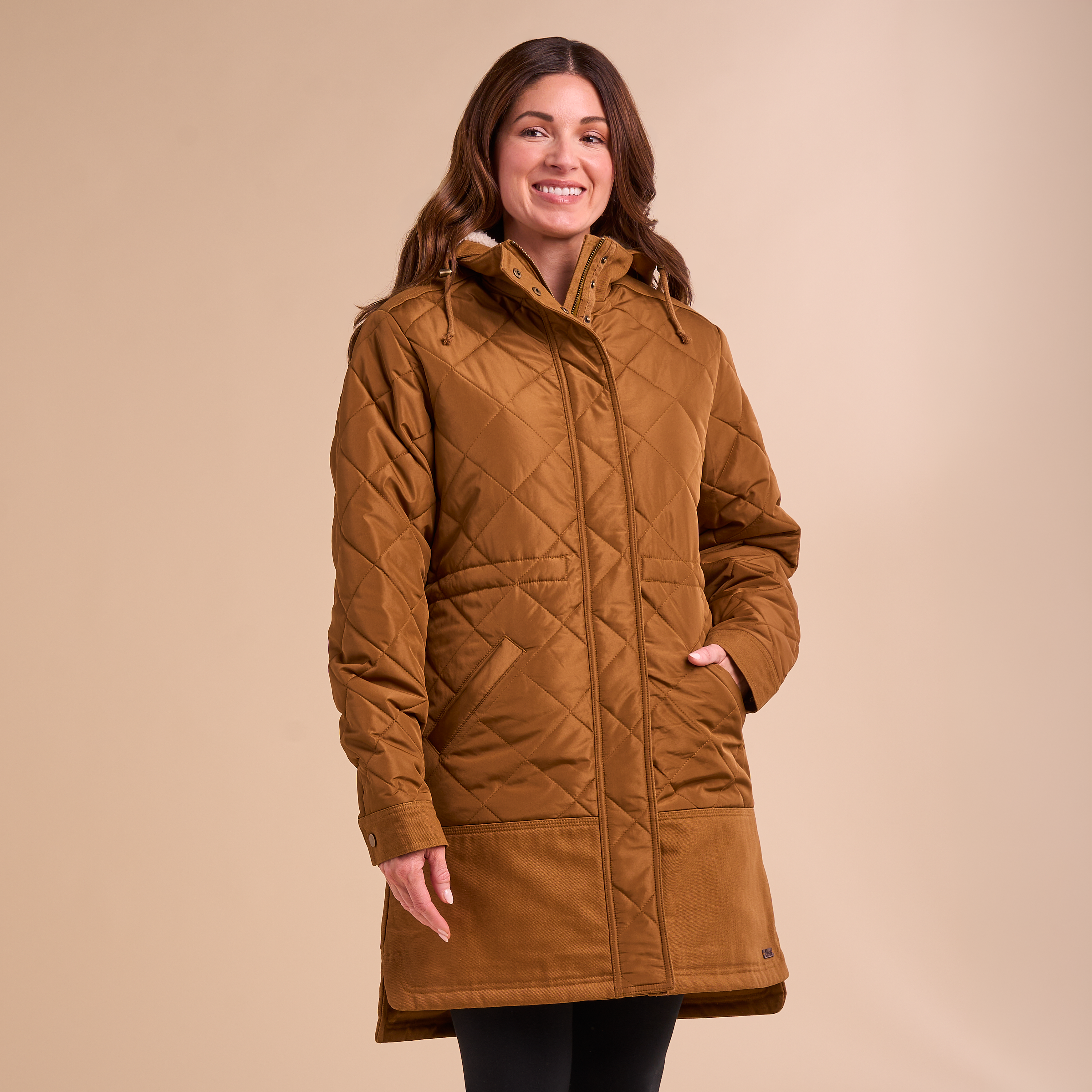 Natural Reflections Pine Grove Quilted Hooded Jacket - Coffee