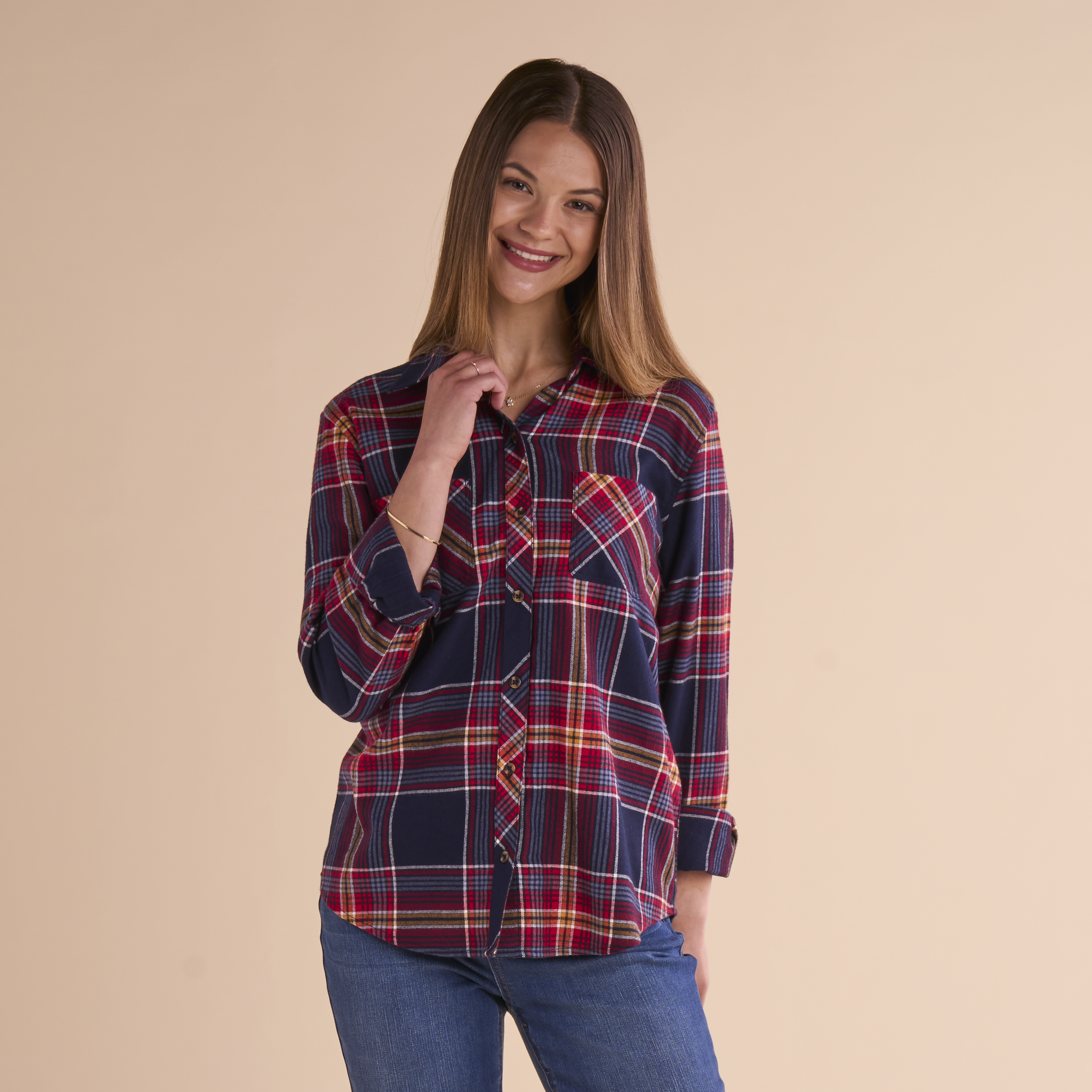 Image of Natural Reflections Cane Creek Flannel Long-Sleeve Shirt - Black Iris Plaid