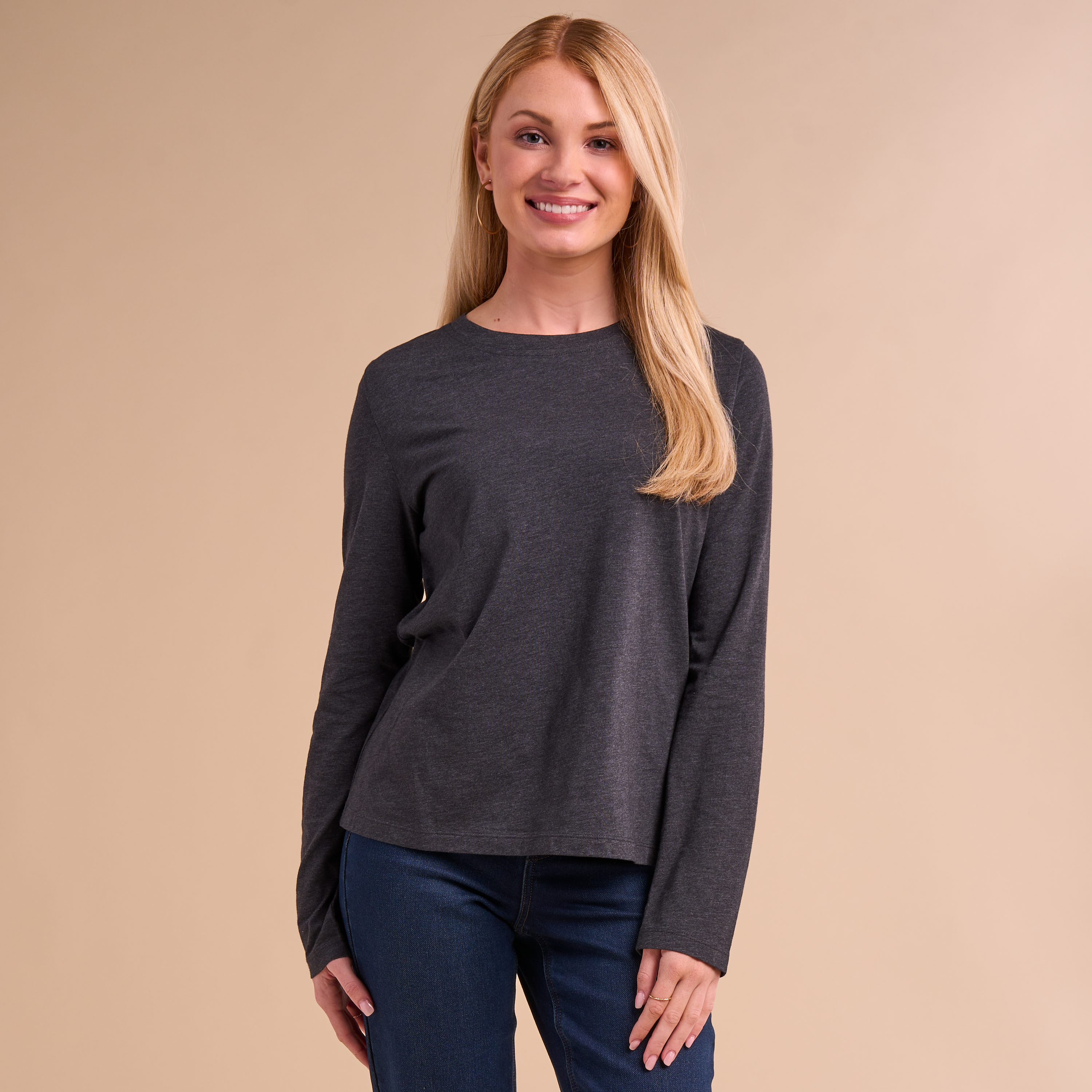 Image of Natural Reflections Everyday Crew-Neck Long-Sleeve T-Shirt - Moonless Night