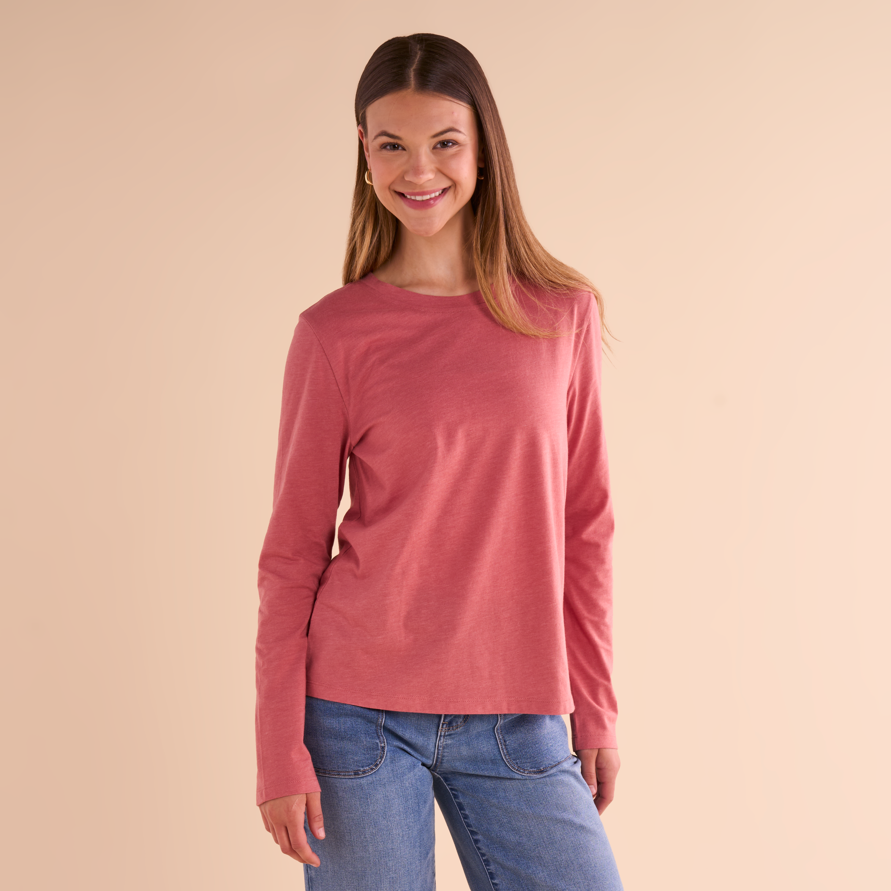 Image of Natural Reflections Everyday Crew-Neck Long-Sleeve T-Shirt - Canyon Rose
