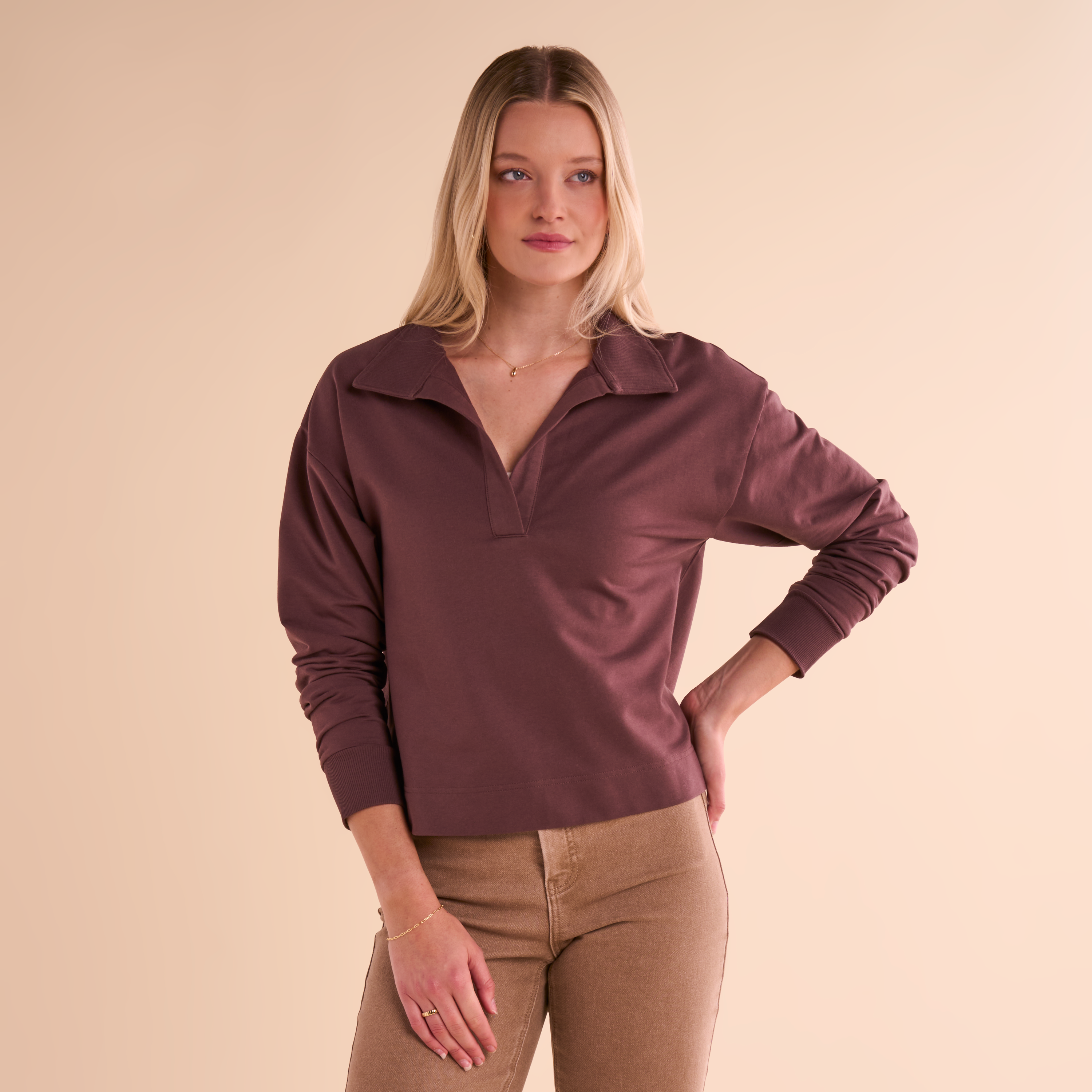 Image of Natural Reflections Sierra Long-Sleeve Polo Shirt - French Roast