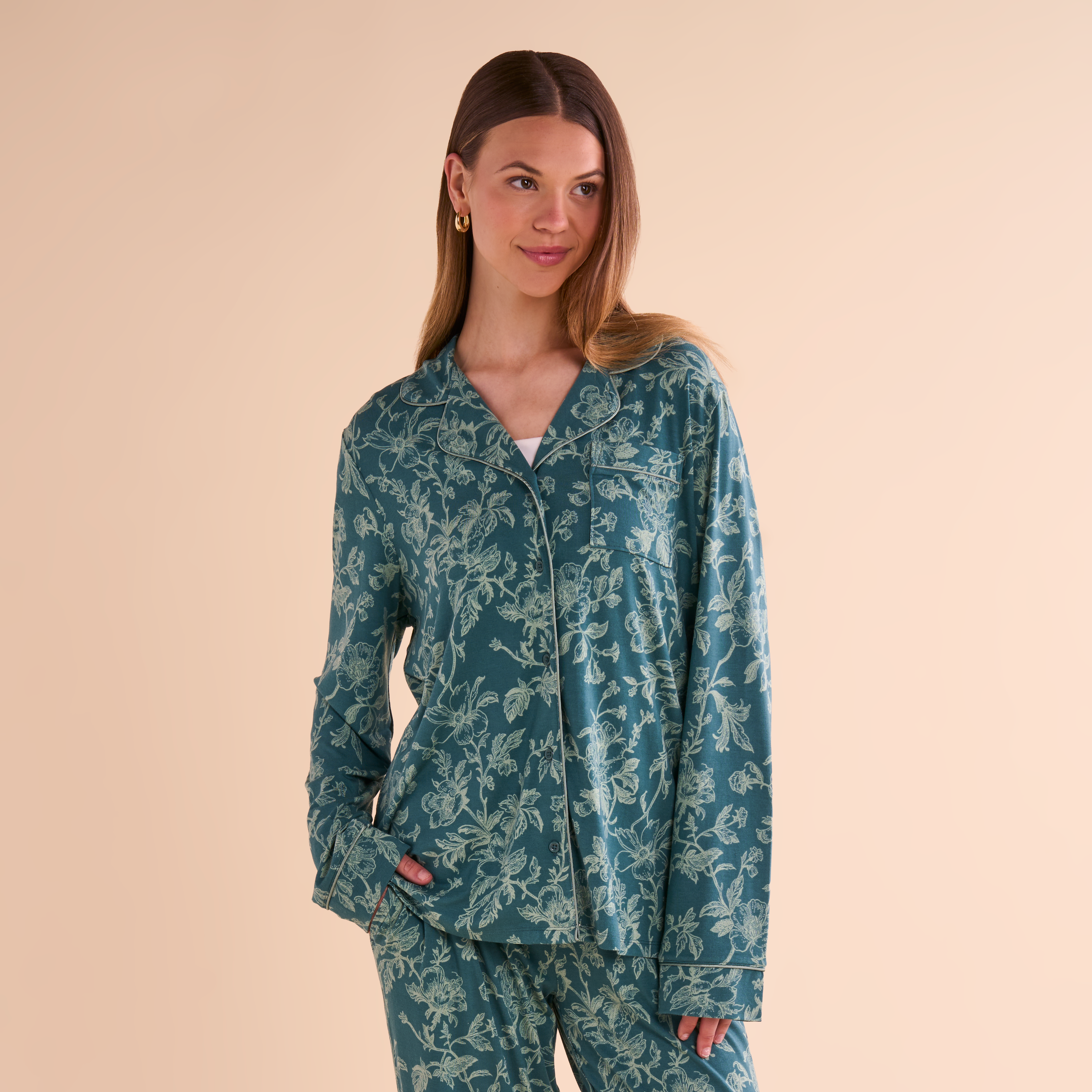 Image of Natural Reflections Knit Pajama Top - Mediterranea Floral