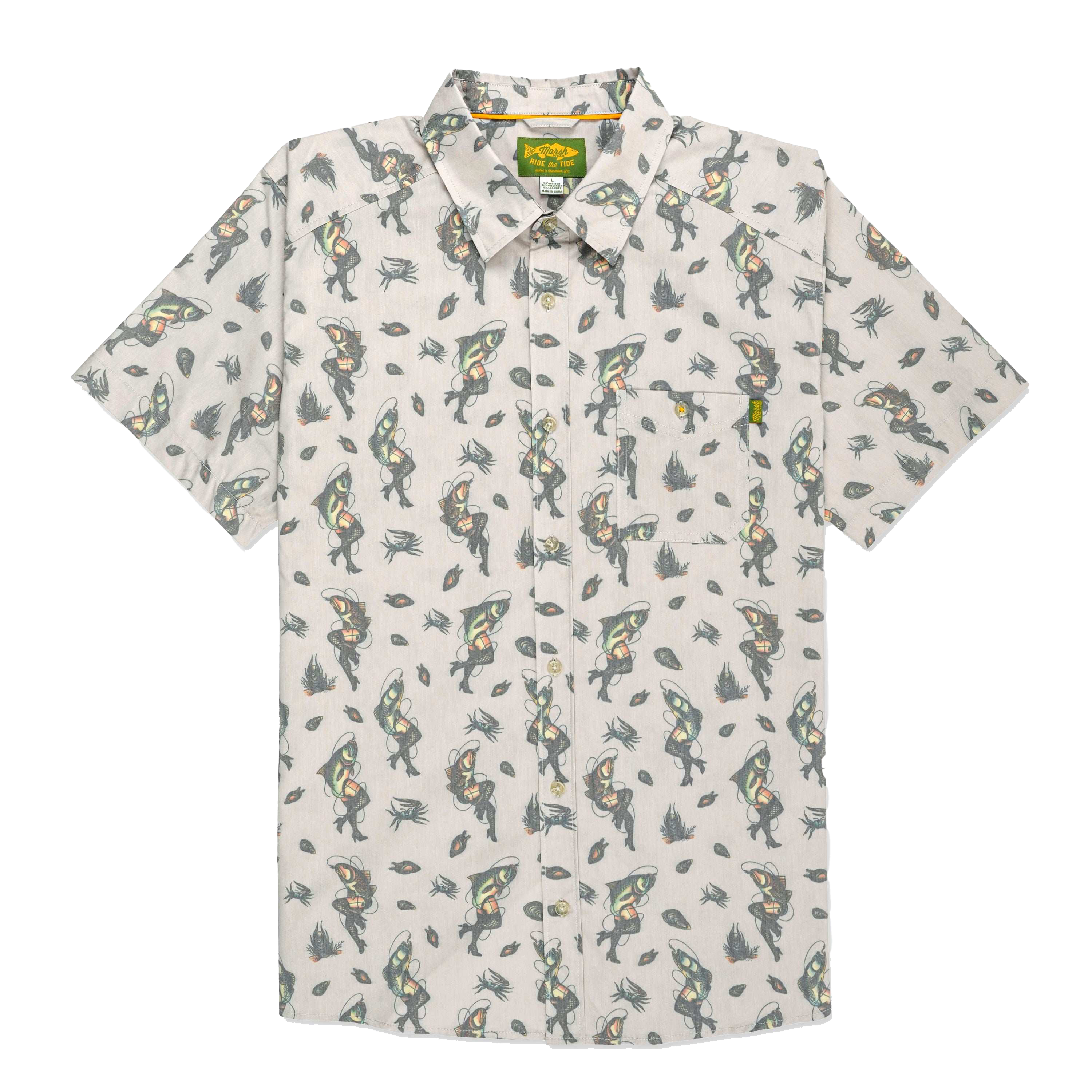Image of Marsh Wear Hagood 2.0 Short-Sleeve Button-Down Shirt - Ecru