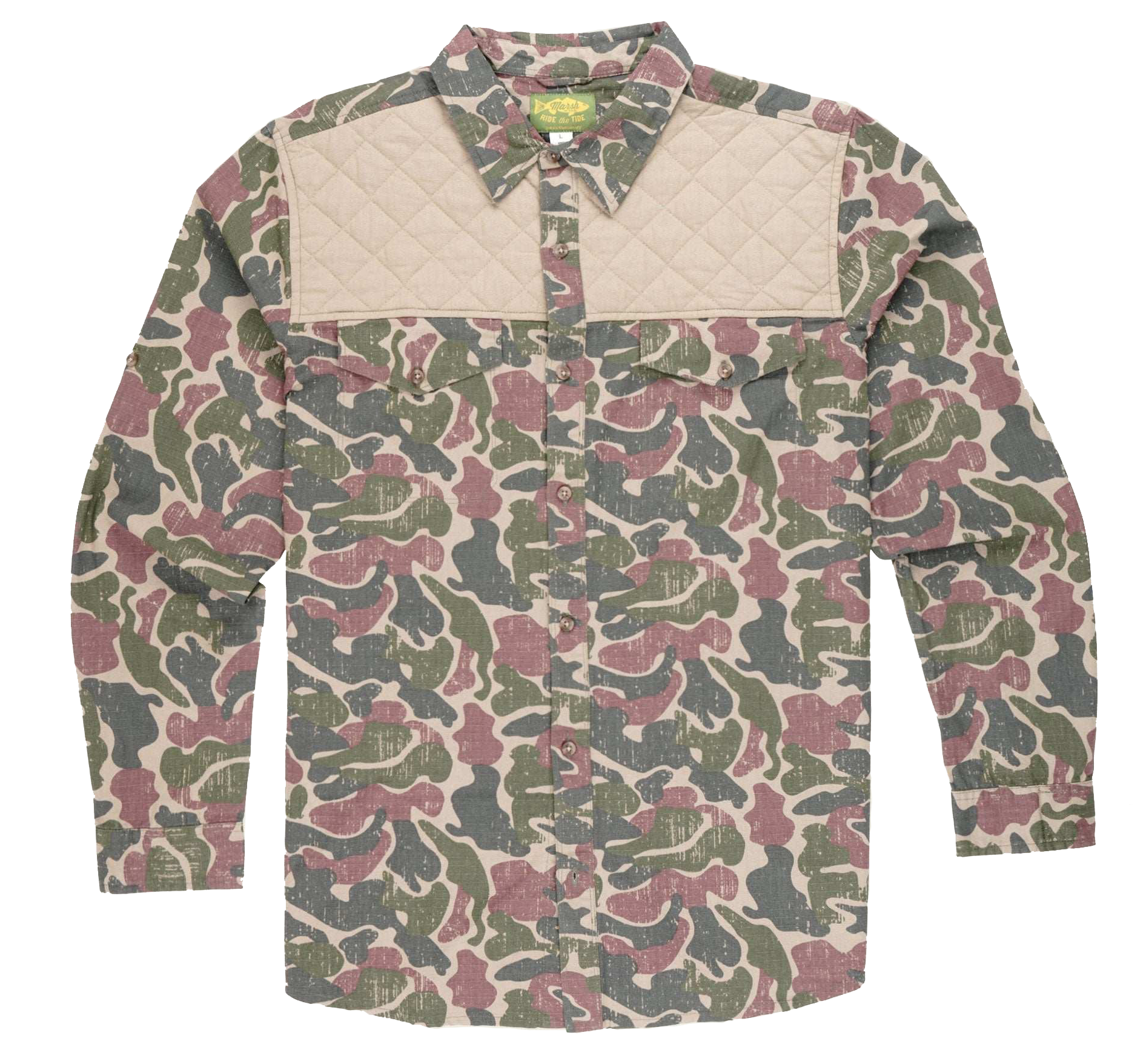 Image of Marsh Wear Upland Long-Sleeve Button-Down Shirt - Rock Copahee Camo - XL