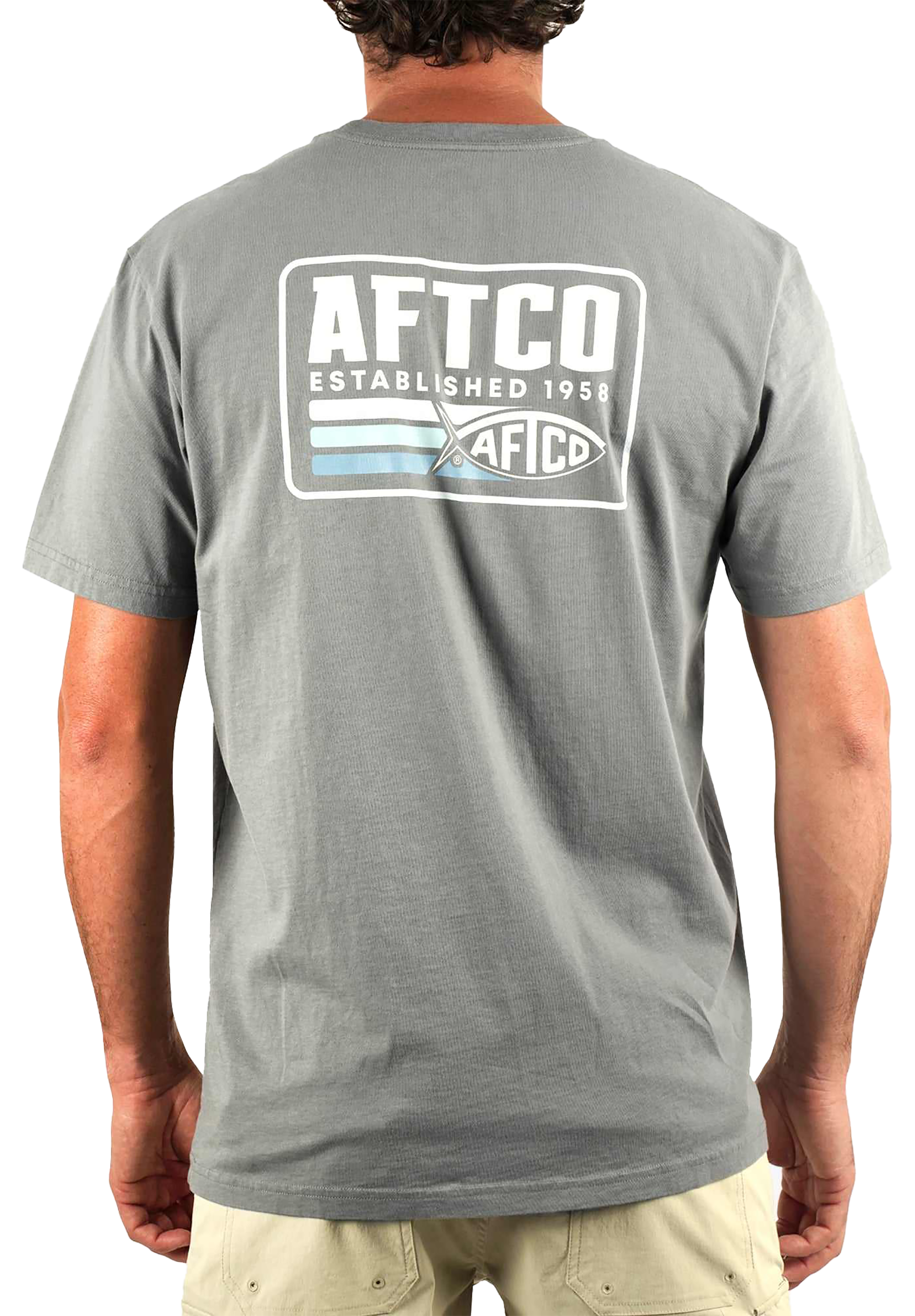 Image of AFTCO Strype Fishing Short-Sleeve T-Shirt - Cement