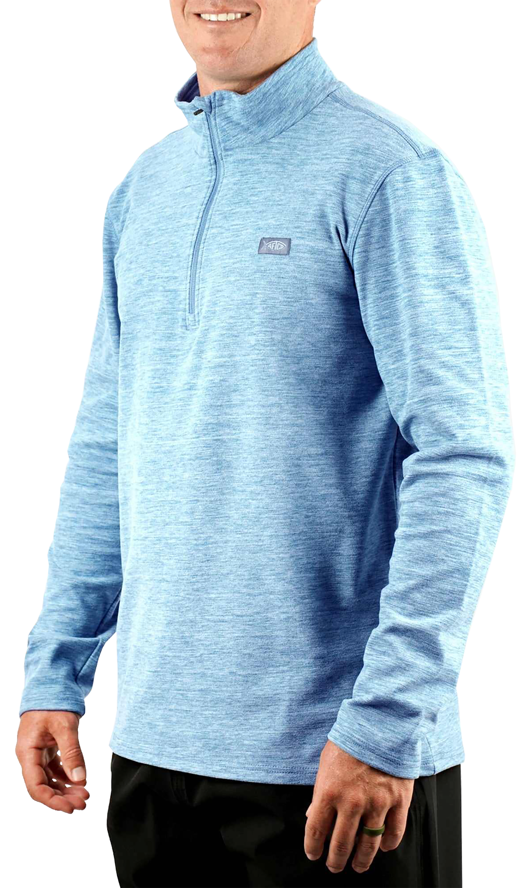 Image of AFTCO Coastal Layer Quarter-Zip Pullover - Air Force Blue Heather