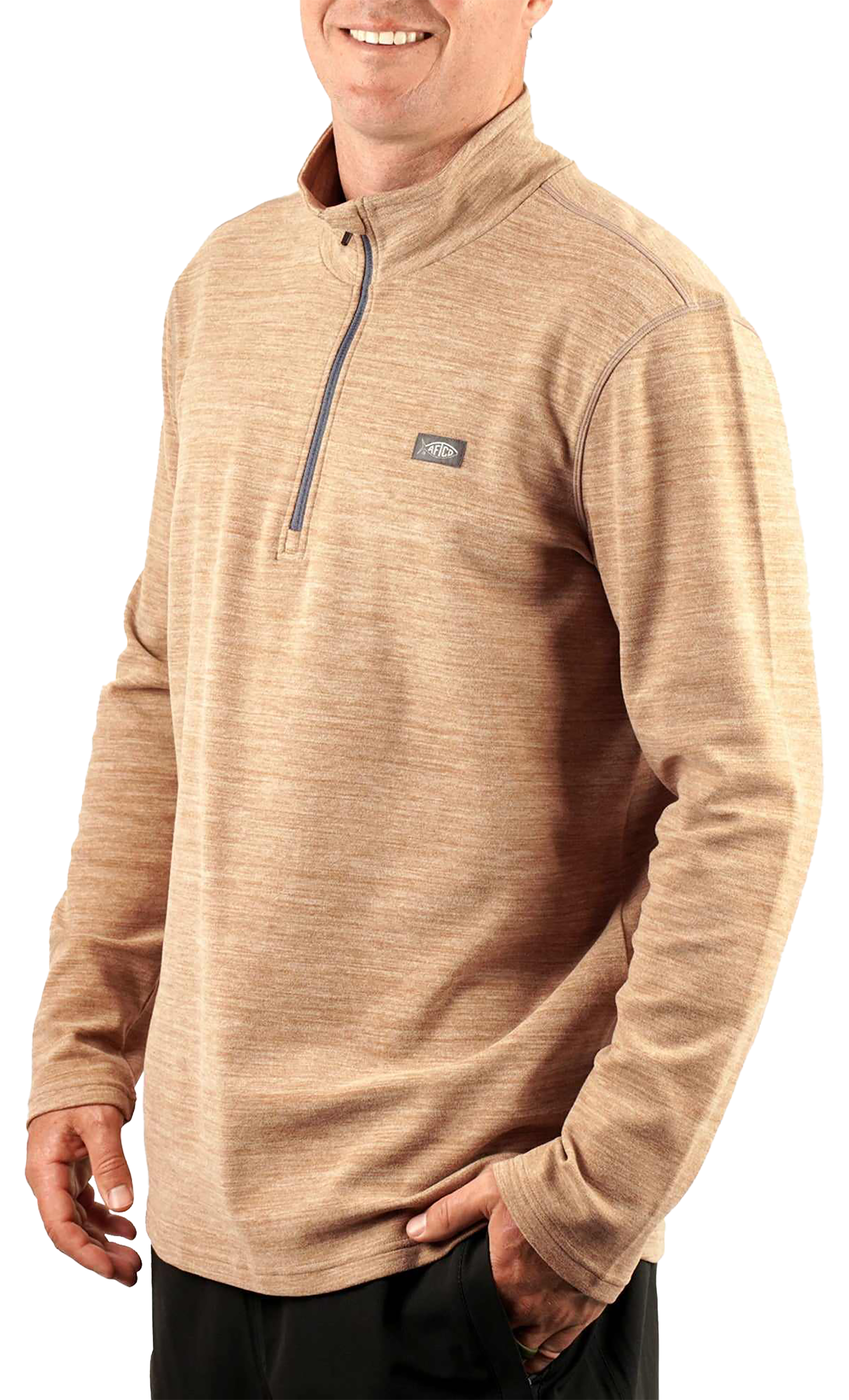 Image of AFTCO Coastal Layer Quarter-Zip Pullover - Rubber Heather - 2XL