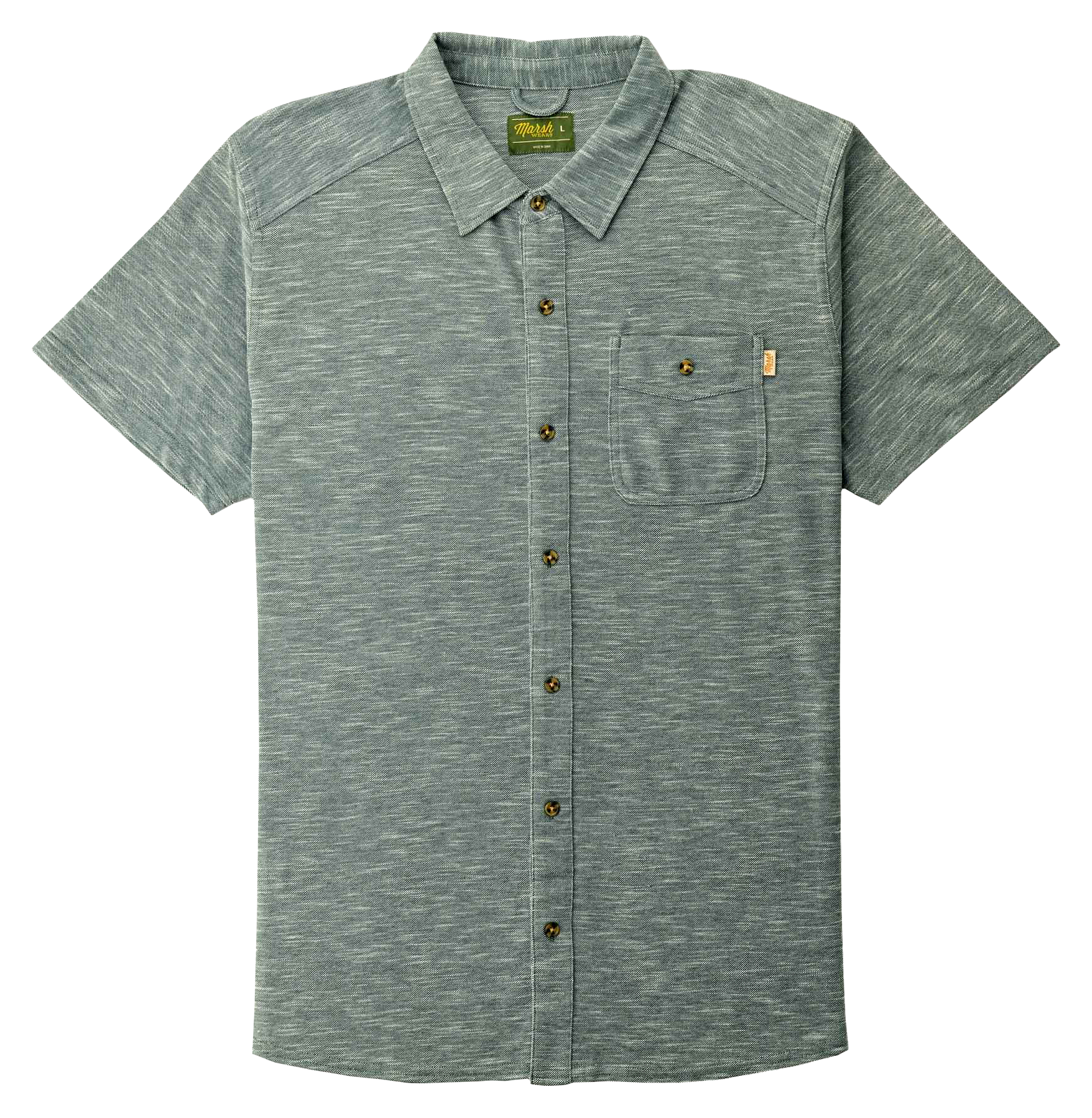 Image of Marsh Wear Coffin Point Short-Sleeve Shirt - Goblin Blue Heather