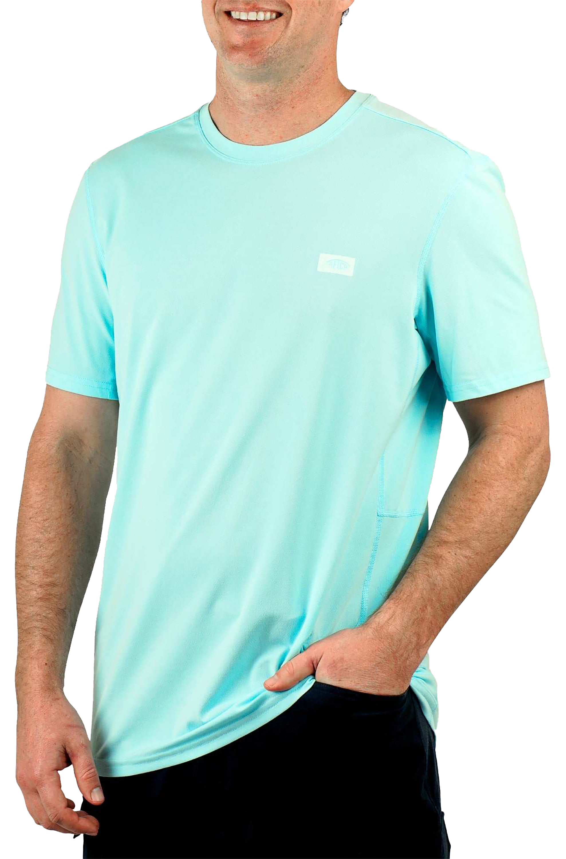 Image of AFTCO Air-O Mesh Performance Short-Sleeve Fishing Shirt - Shoreline Blue Heather - S
