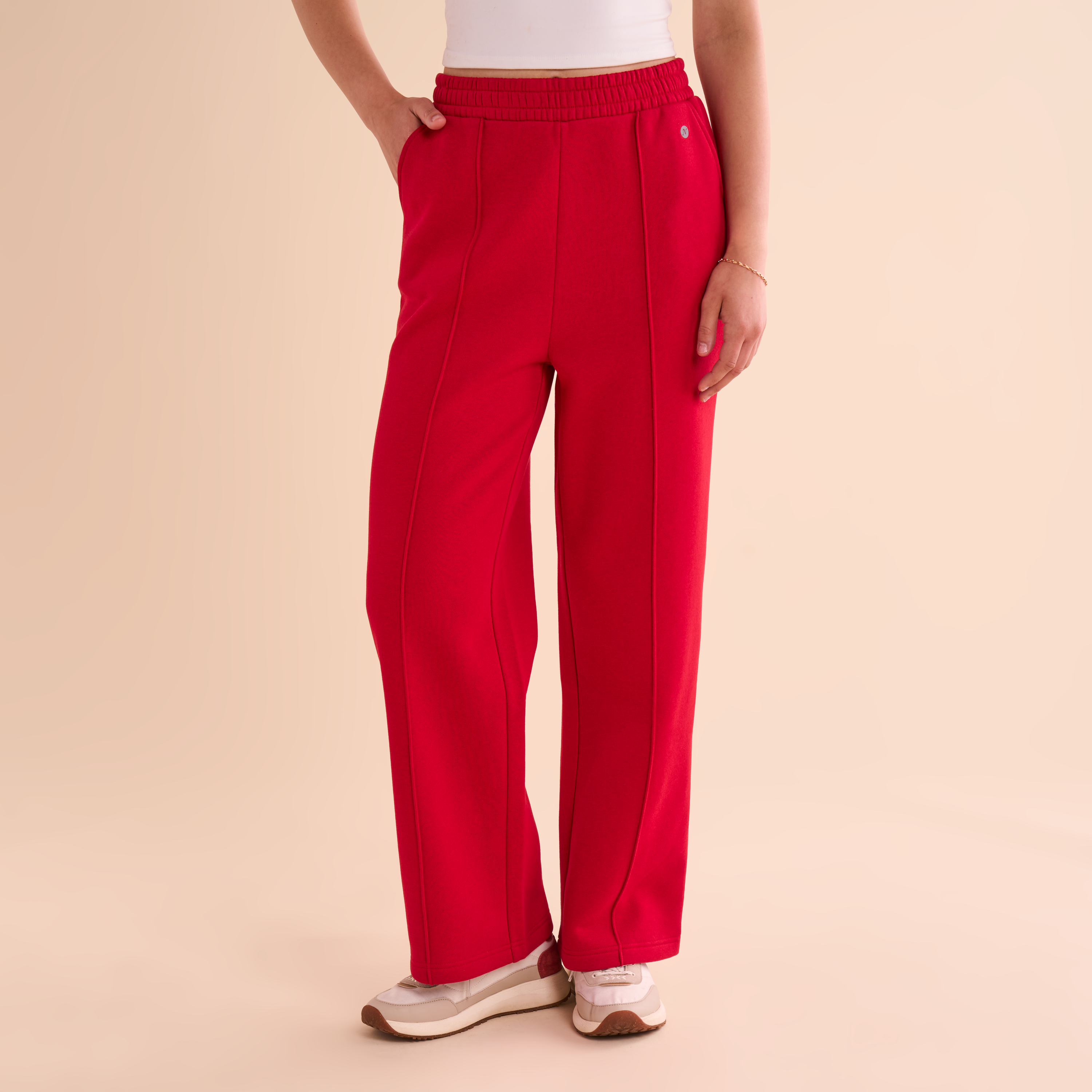 Image of Natural Reflections Harbor Knit Terry Sweatpants - Haute Red