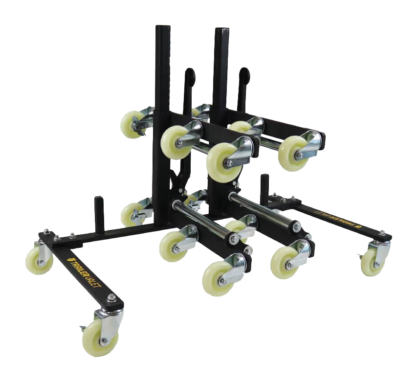 Image of Trailer Valet Heavy-Duty Wheel Dolly with Storage Rack - Set of 2