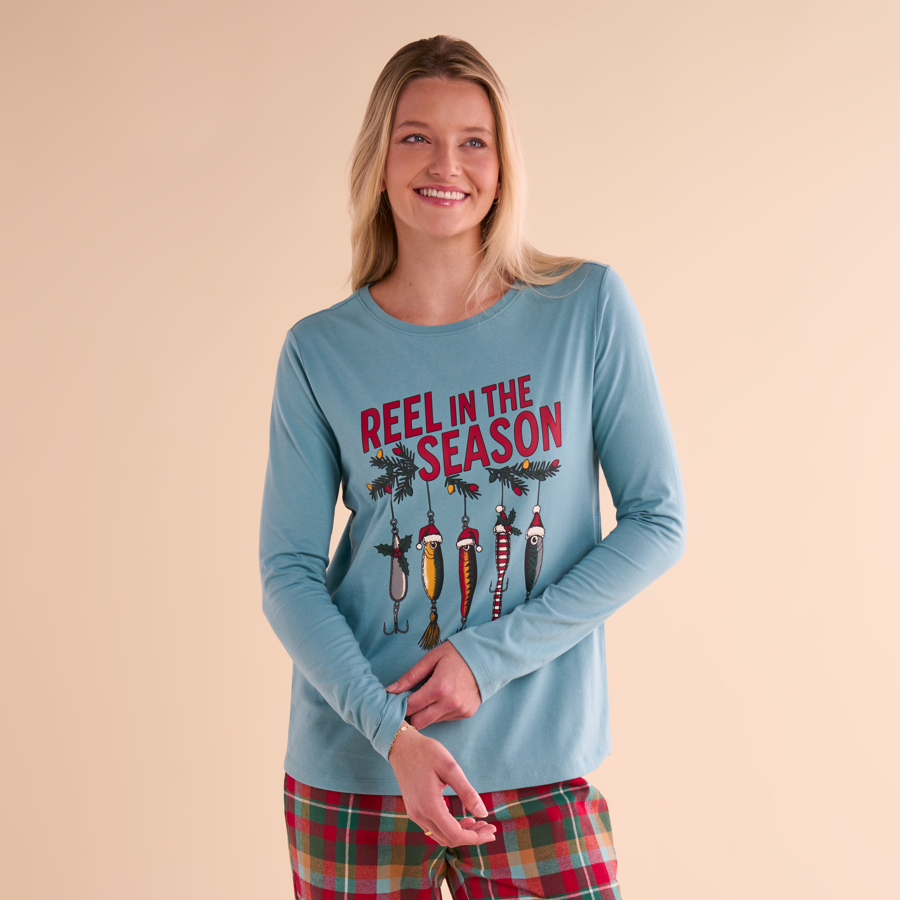 Image of Natural Reflections Family Holiday Long-Sleeve T-Shirt - Reel in Season
