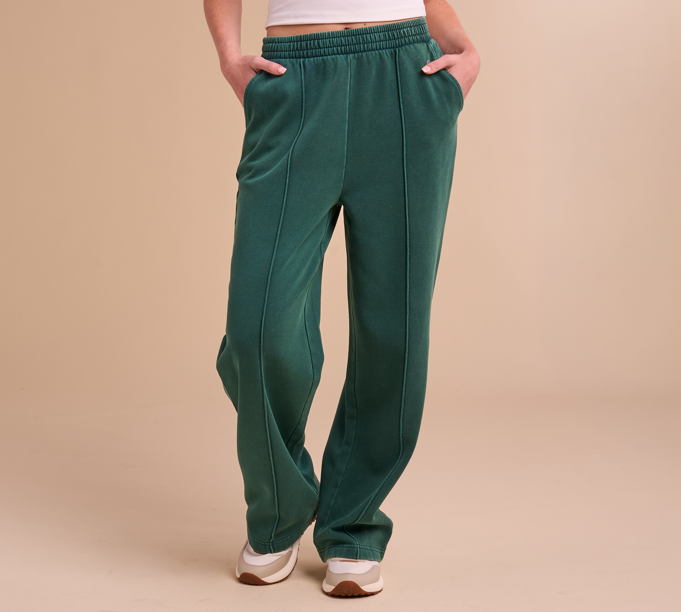 Image of Natural Reflections Harbor Knit Terry Sweatpants - Deep Teal
