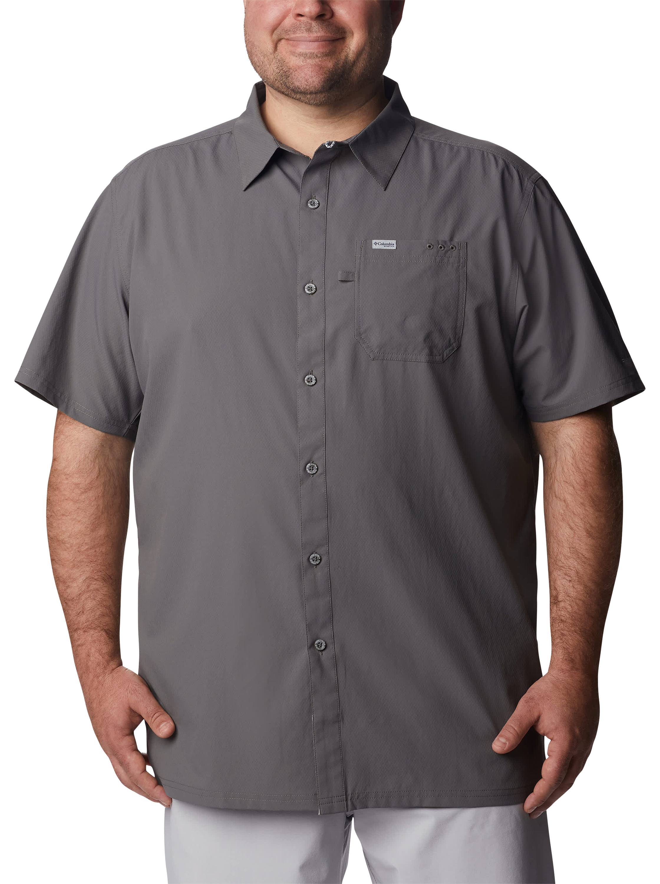 Image of Columbia PFG Slack Tide Camp Short-Sleeve Button-Down Shirt - City Grey