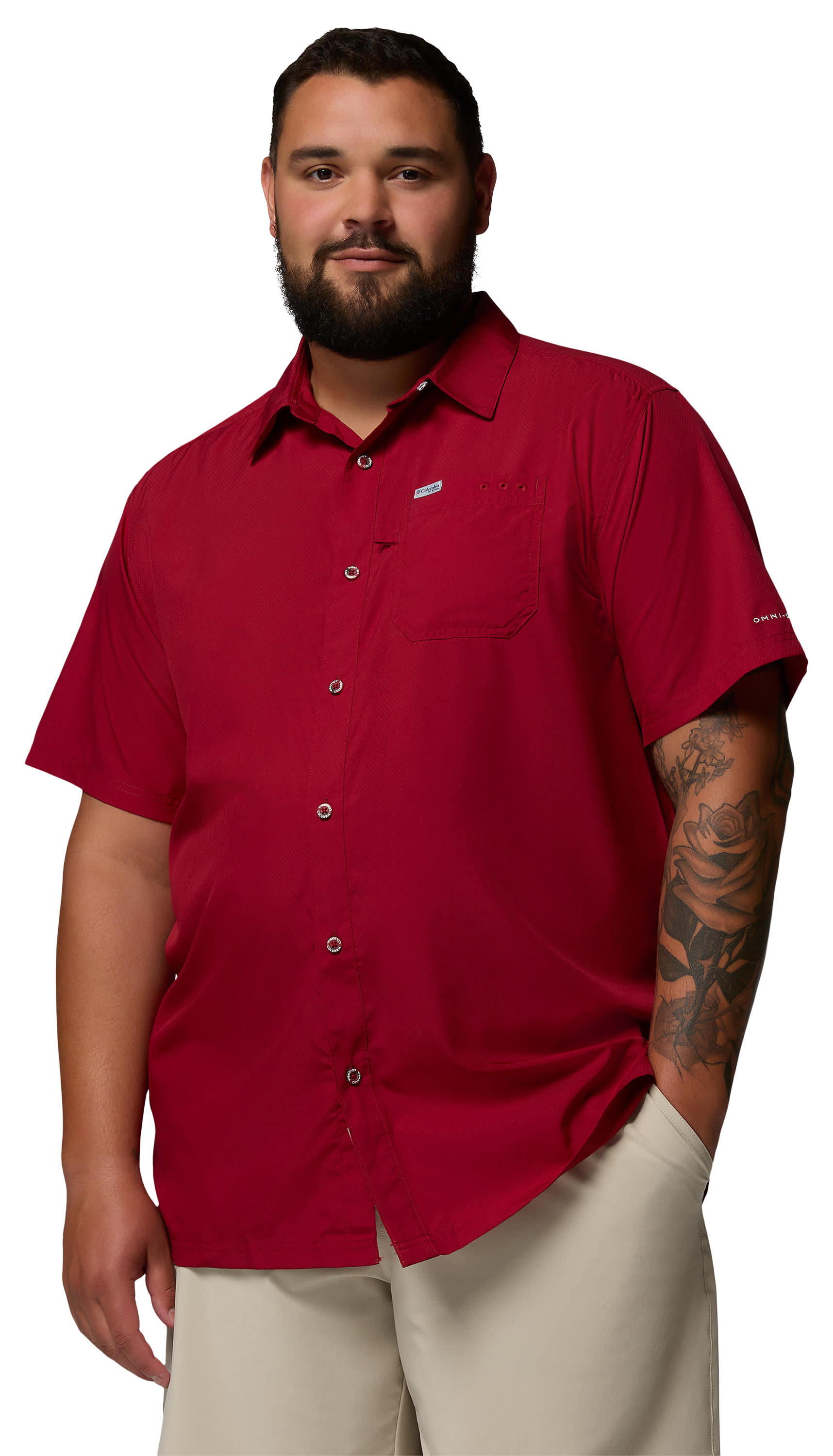 Image of Columbia PFG Slack Tide Camp Short-Sleeve Button-Down Shirt - Beet