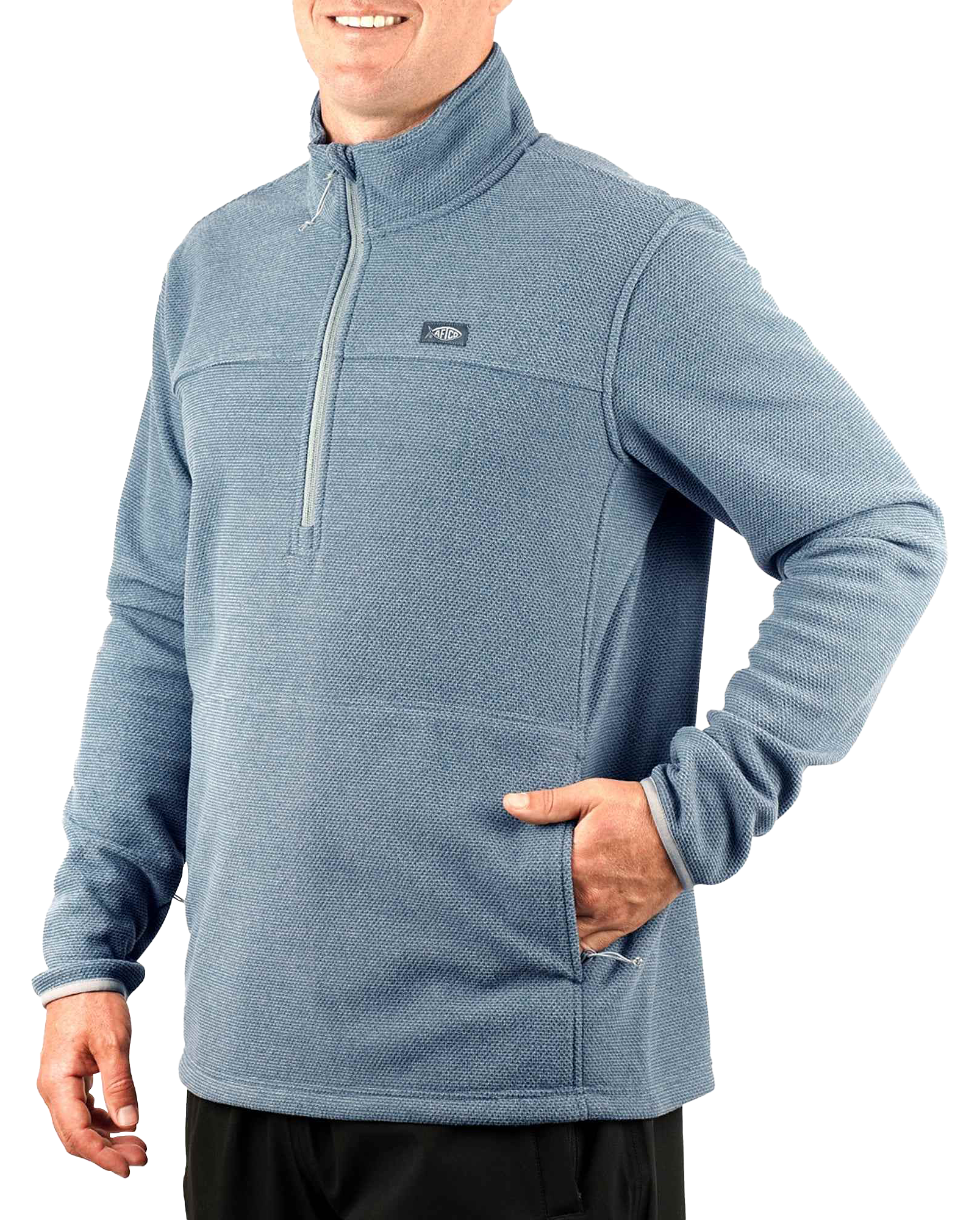 Image of AFTCO Sentinel Quarter-Zip Recycled Fleece Pullover - Bering Sea Heather - XL