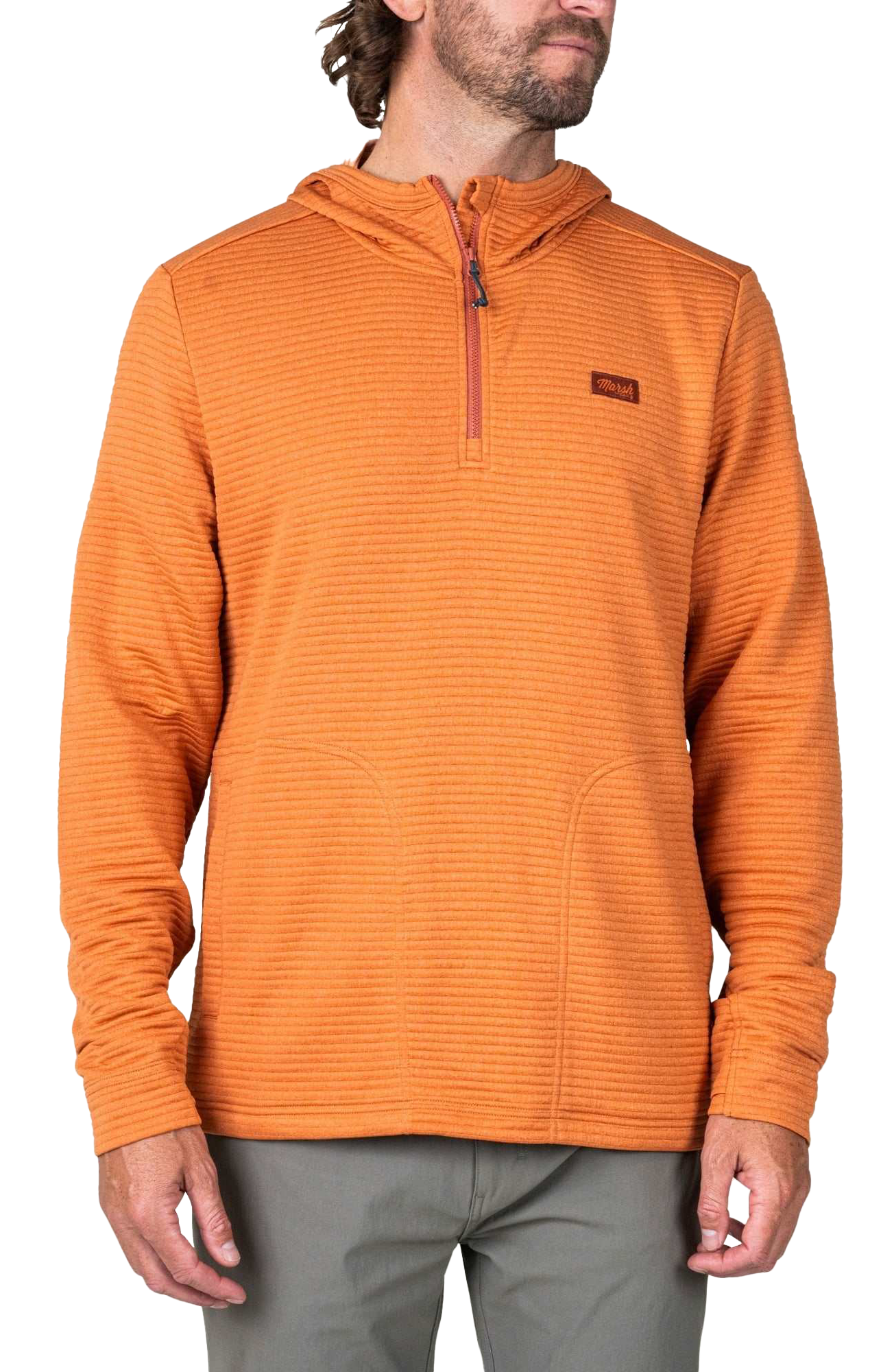 Image of Marsh Wear Sullivan Tech Long-Sleeve Hoodie for Men - Apricot Orange