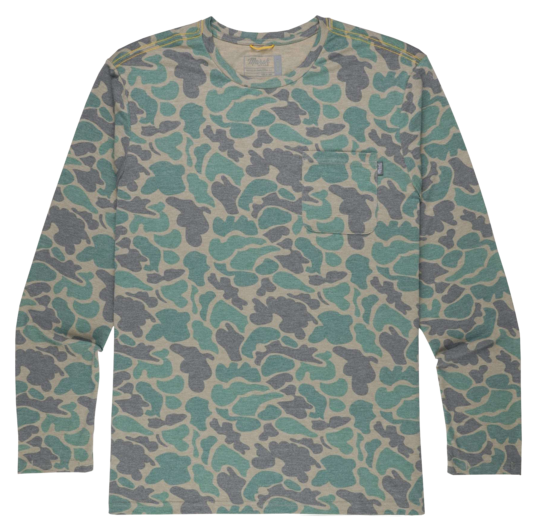 Image of Marsh Wear Buxton Long-Sleeve Performance Crew for Men - Green Mallard Camo