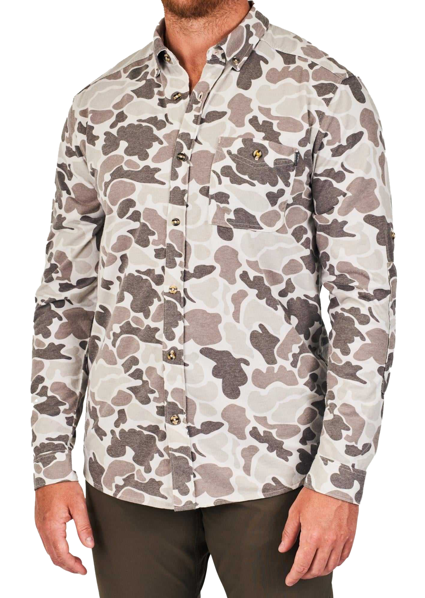 Image of Marsh Wear Lobeco Long-Sleeve Shirt - Stone Mallard Camo