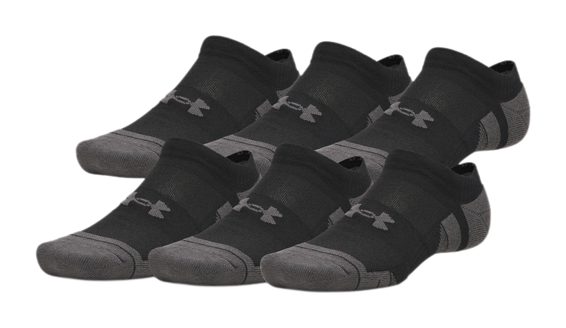 Image of Under Armour Performance Tech No-Show Socks 6-Pair Pack - Ultimate Black/Jet Gray