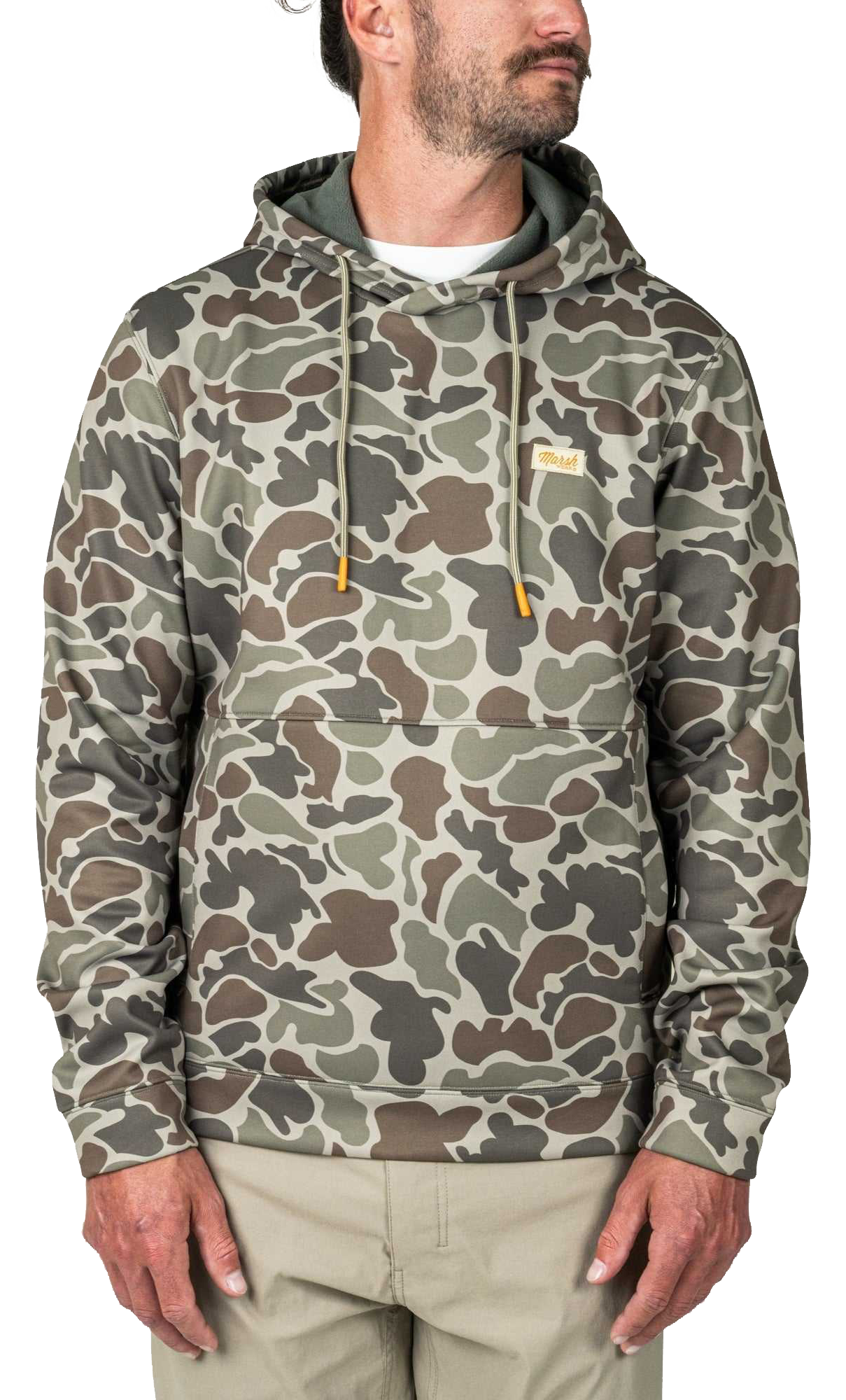 Image of Marsh Wear Nor'easter Long-Sleeve Pullover Hoodie - Dark Green Mallard Camo