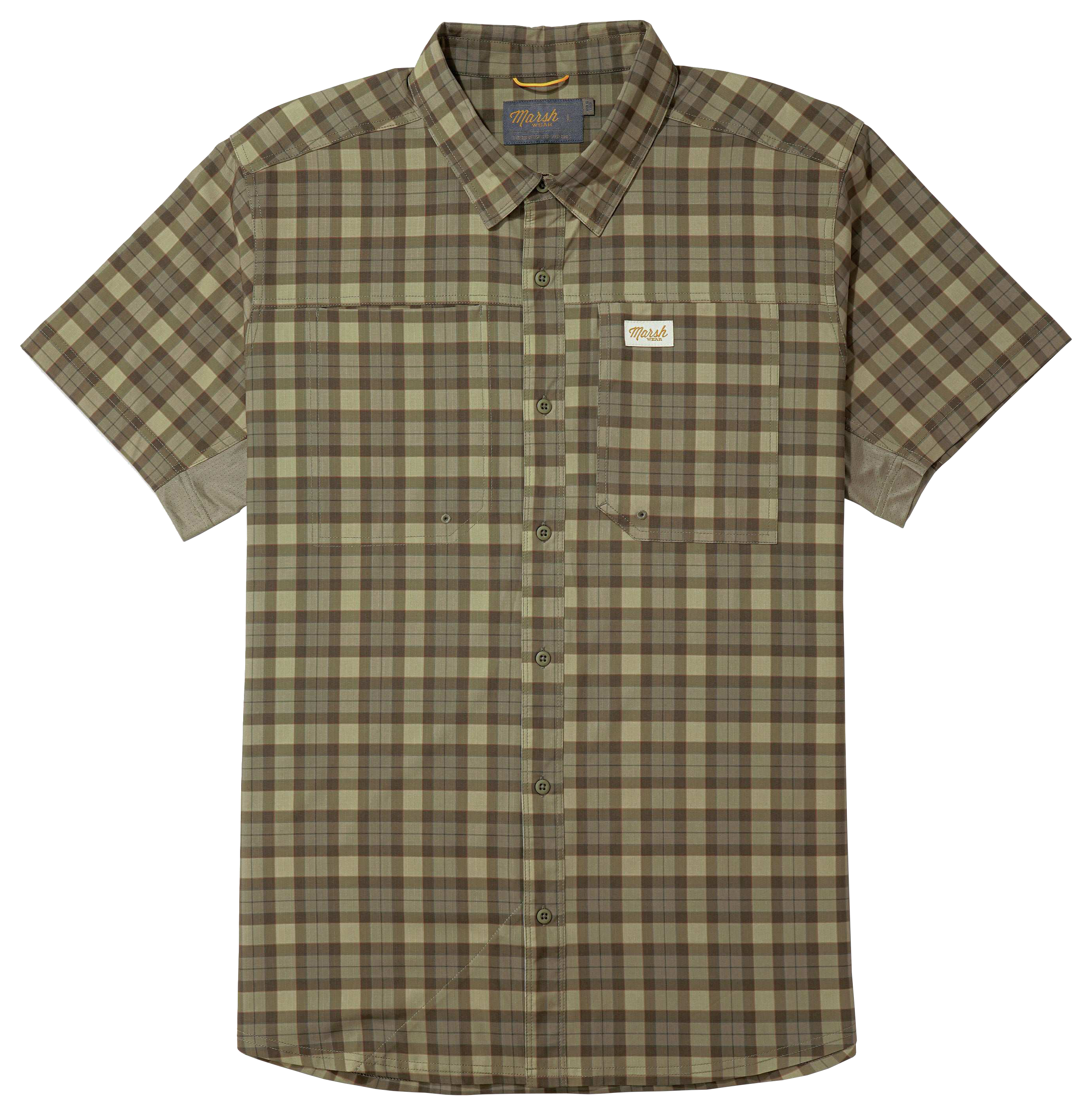 Image of Marsh Wear Lenwood Hagood Short-Sleeve Button-Down Shirt - Canteen