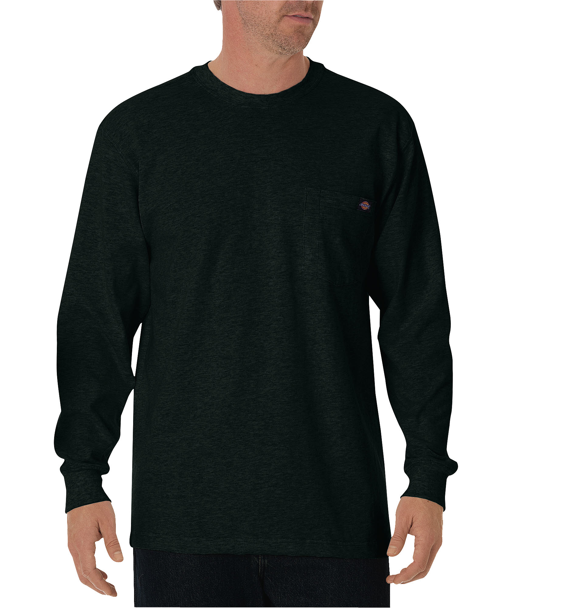 Image of Dickies Tall Heavyweight Long-Sleeve Crew T-Shirt for Men - Hunter Green