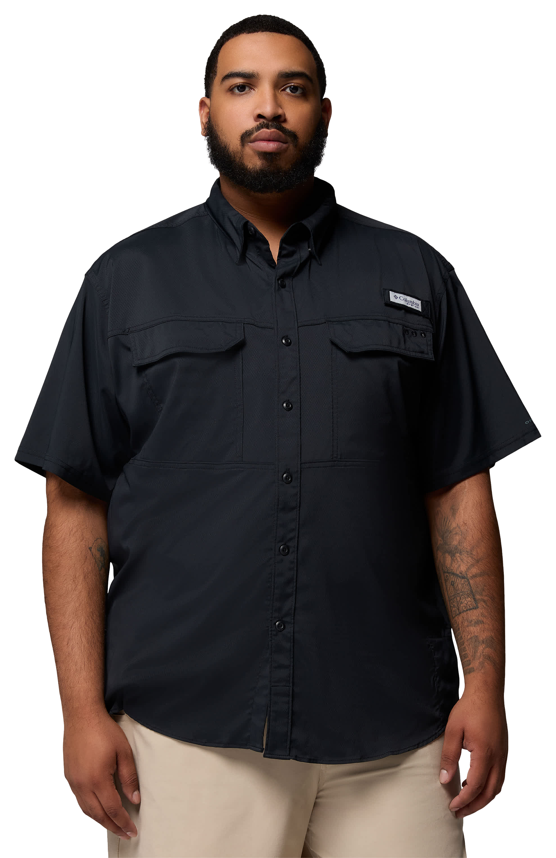 Image of Columbia PFG Skiff Guide II Short-Sleeve Shirt - Black - 1X