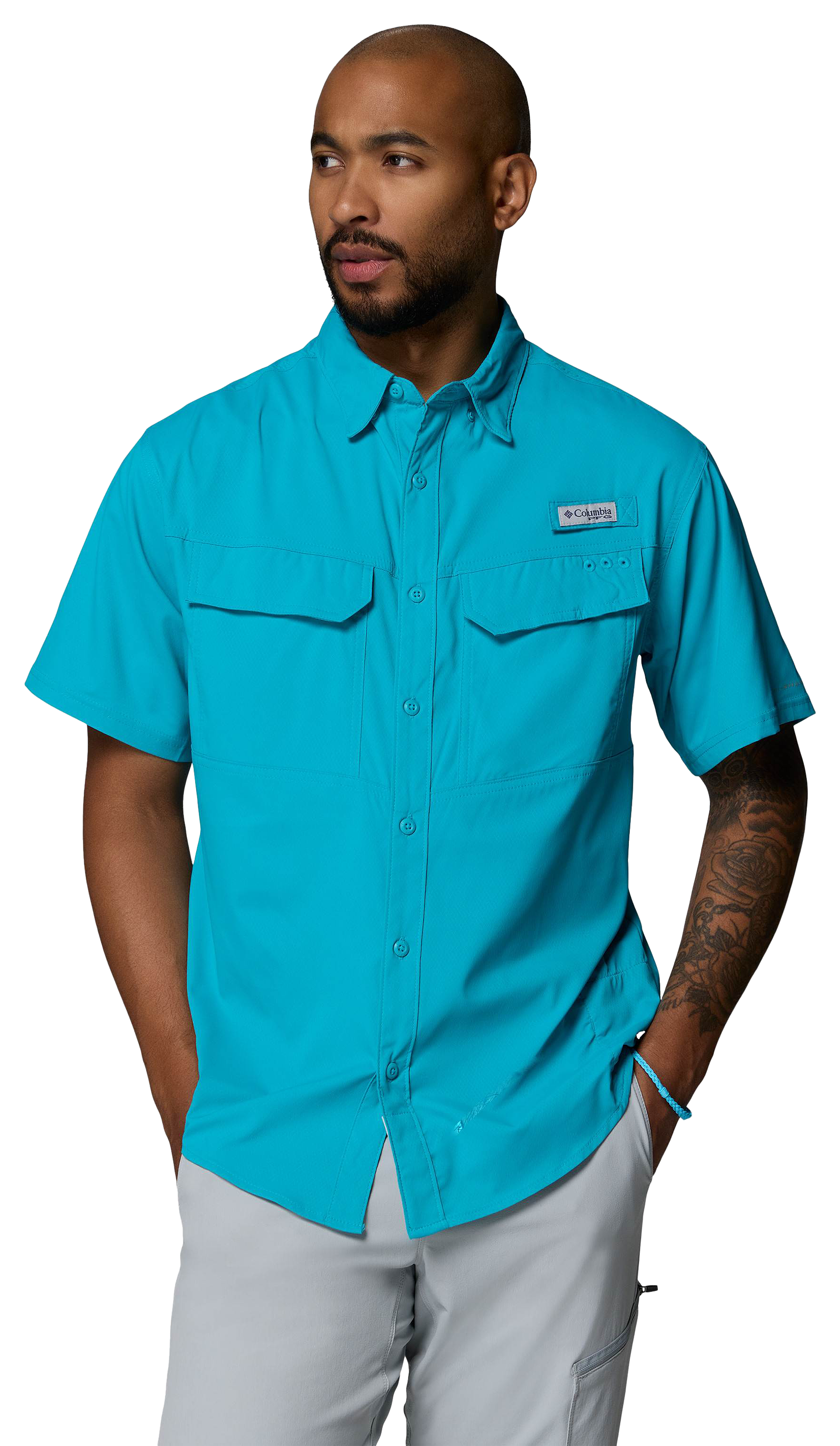 Image of Columbia PFG Skiff Guide II Short-Sleeve Shirt - Ocean Teal