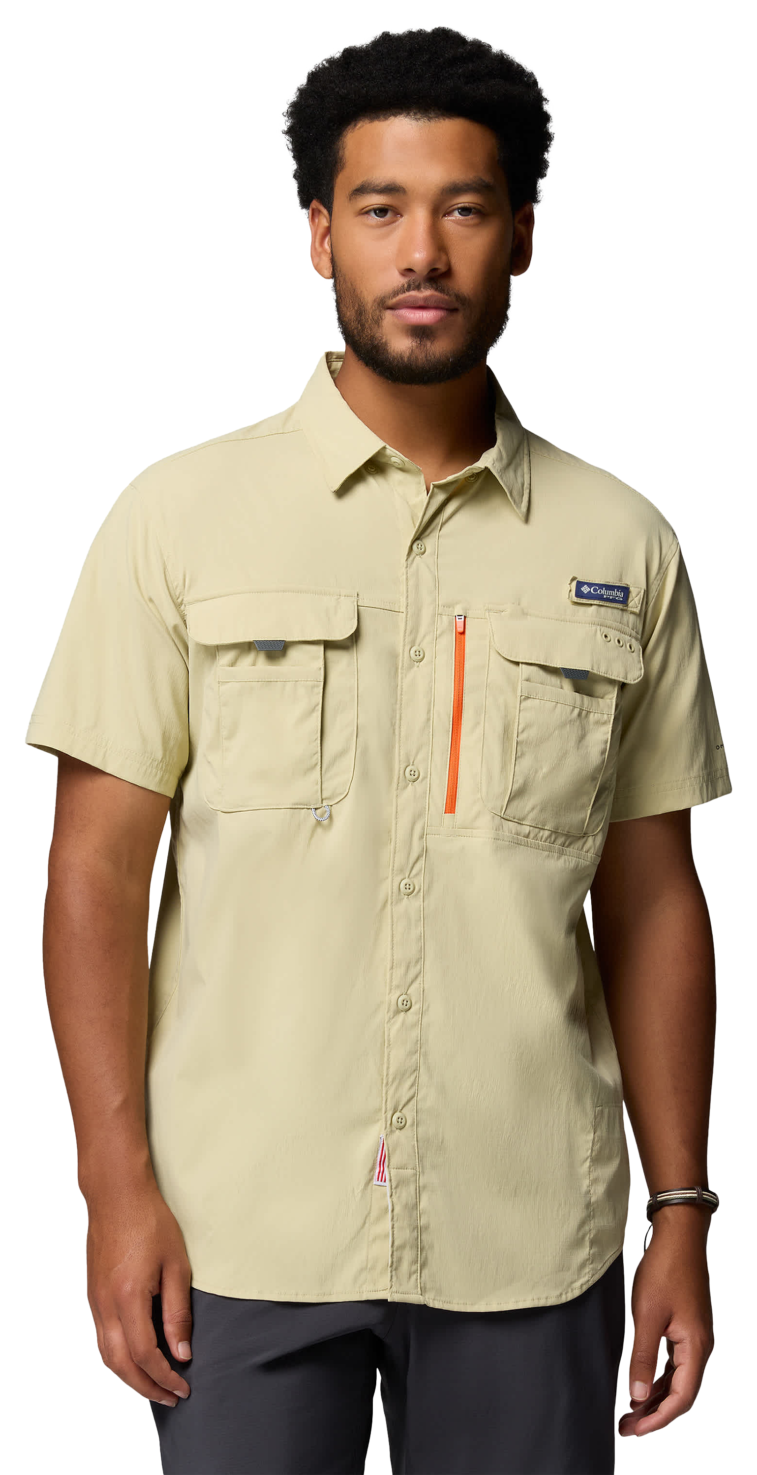 Image of Columbia PFG Bahama Elite Short-Sleeve Button-Down Shirt - Serpentine