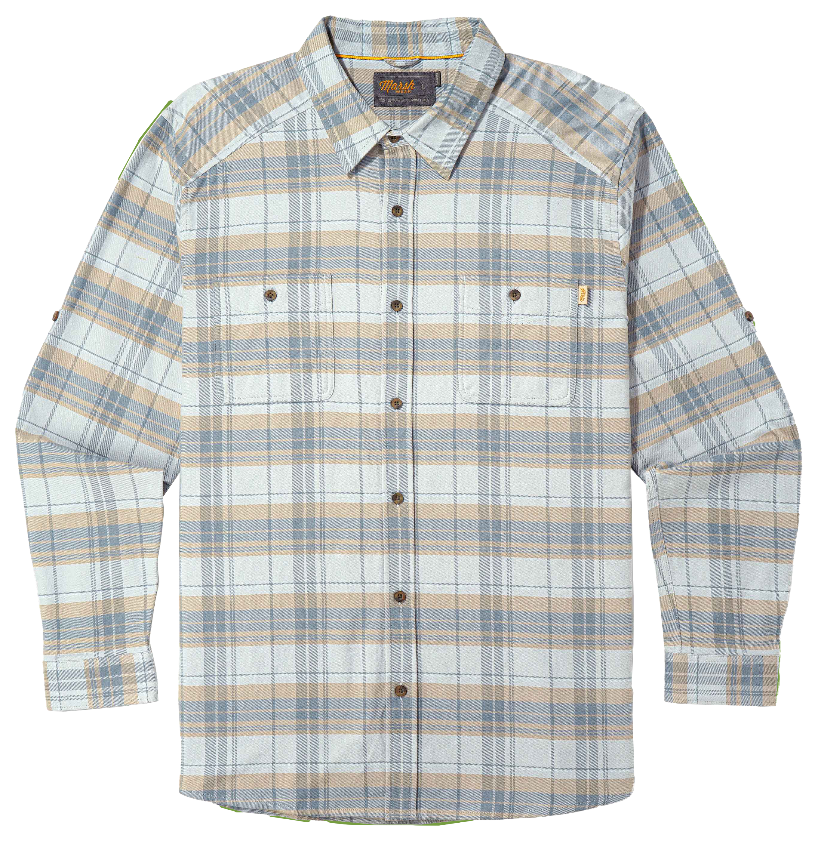 Image of Marsh Wear Westerly Flannel Long-Sleeve Button-Down Shirt - Fog