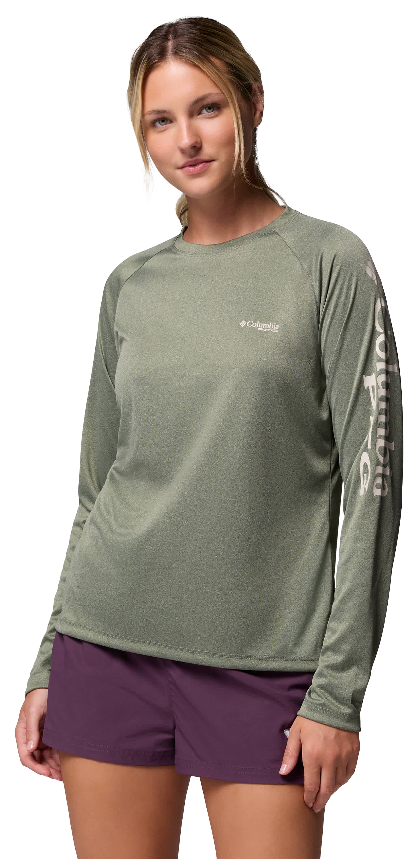 Image of Columbia PFG Tidal Tee II Long-Sleeve T-Shirt - Cypress Heather/Dark Stone