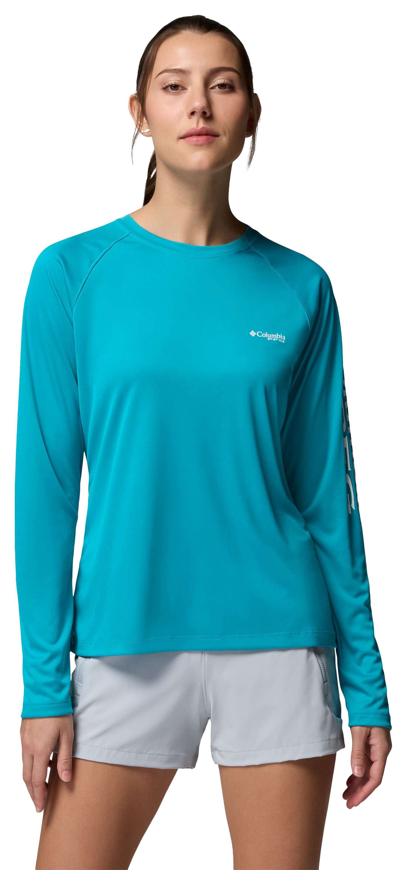 Image of Columbia PFG Tidal Tee II Long-Sleeve T-Shirt - Ocean Teal/White Logo