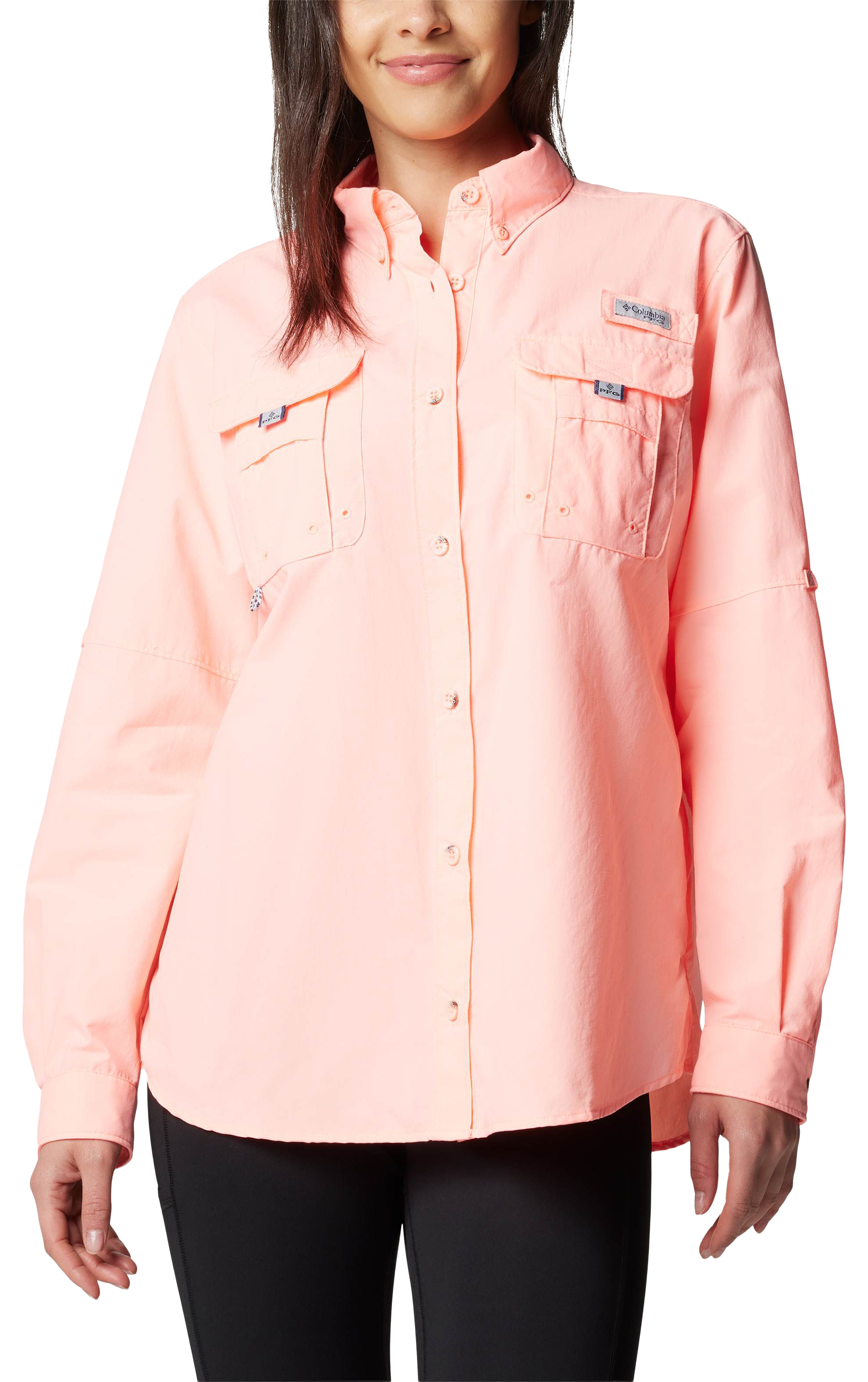 Image of Columbia PFG Bahama II Long-Sleeve Button-Down Shirt - Tiki Pink