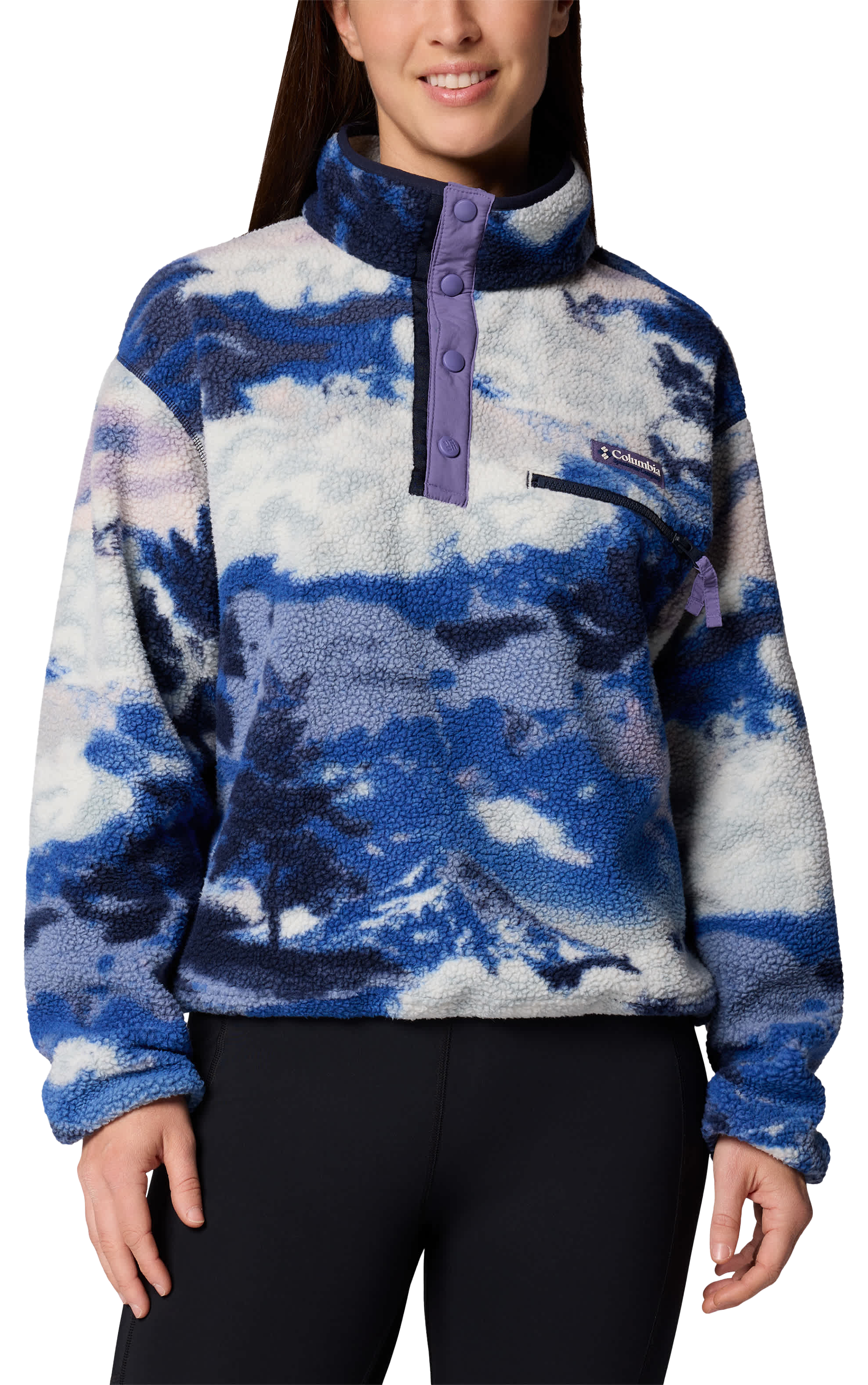 Image of Columbia Helvetia II Printed Half-Snap Cropped Pullover - Nocturnal/Dreaming