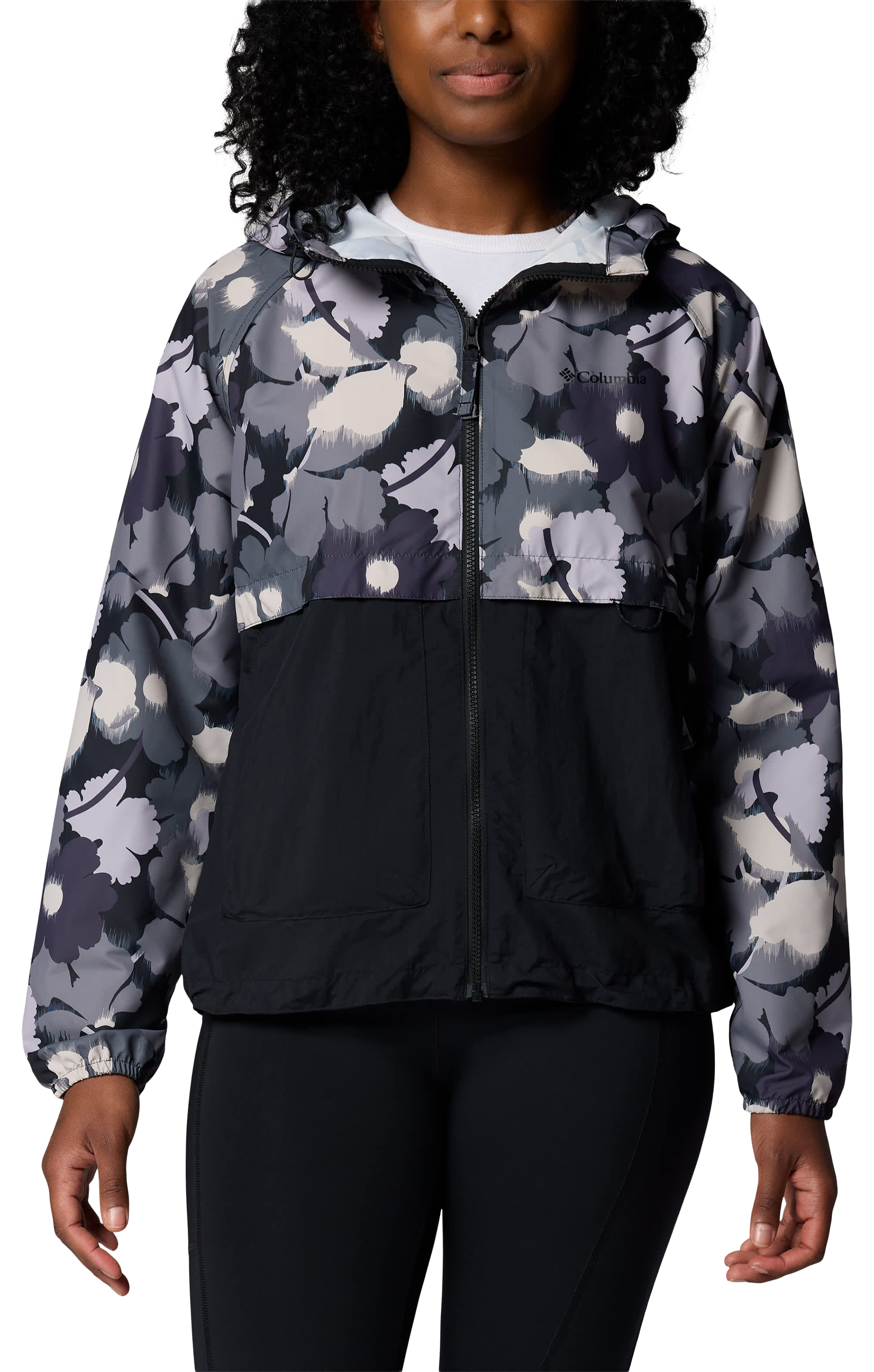 Image of Columbia Spire Valley Windbreaker - Black Ikatbloom Print/Black - XL