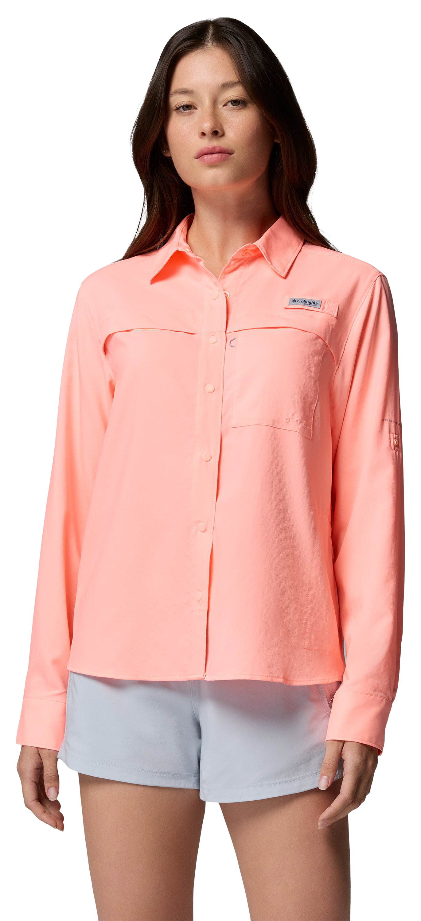 Image of Columbia PFG Castback Woven Long-Sleeve Shirt - Tiki Pink