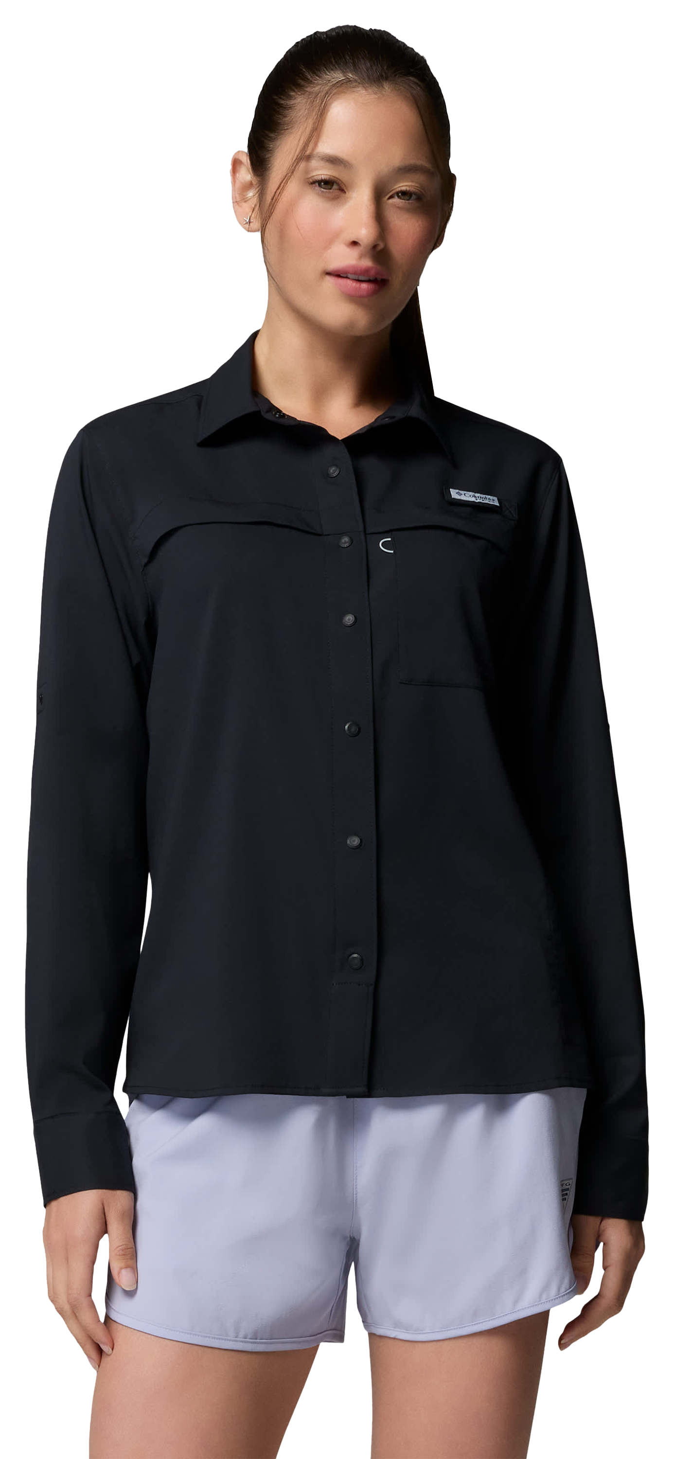 Image of Columbia PFG Castback Woven Long-Sleeve Shirt - Black - M