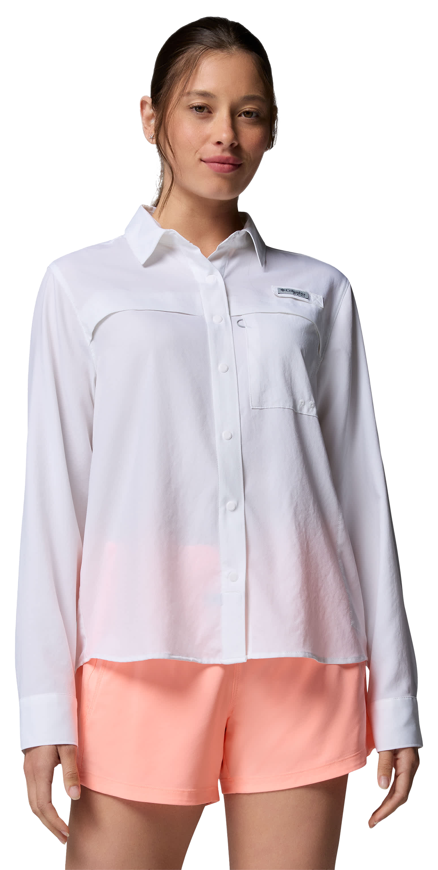 Image of Columbia PFG Castback Woven Long-Sleeve Shirt - White
