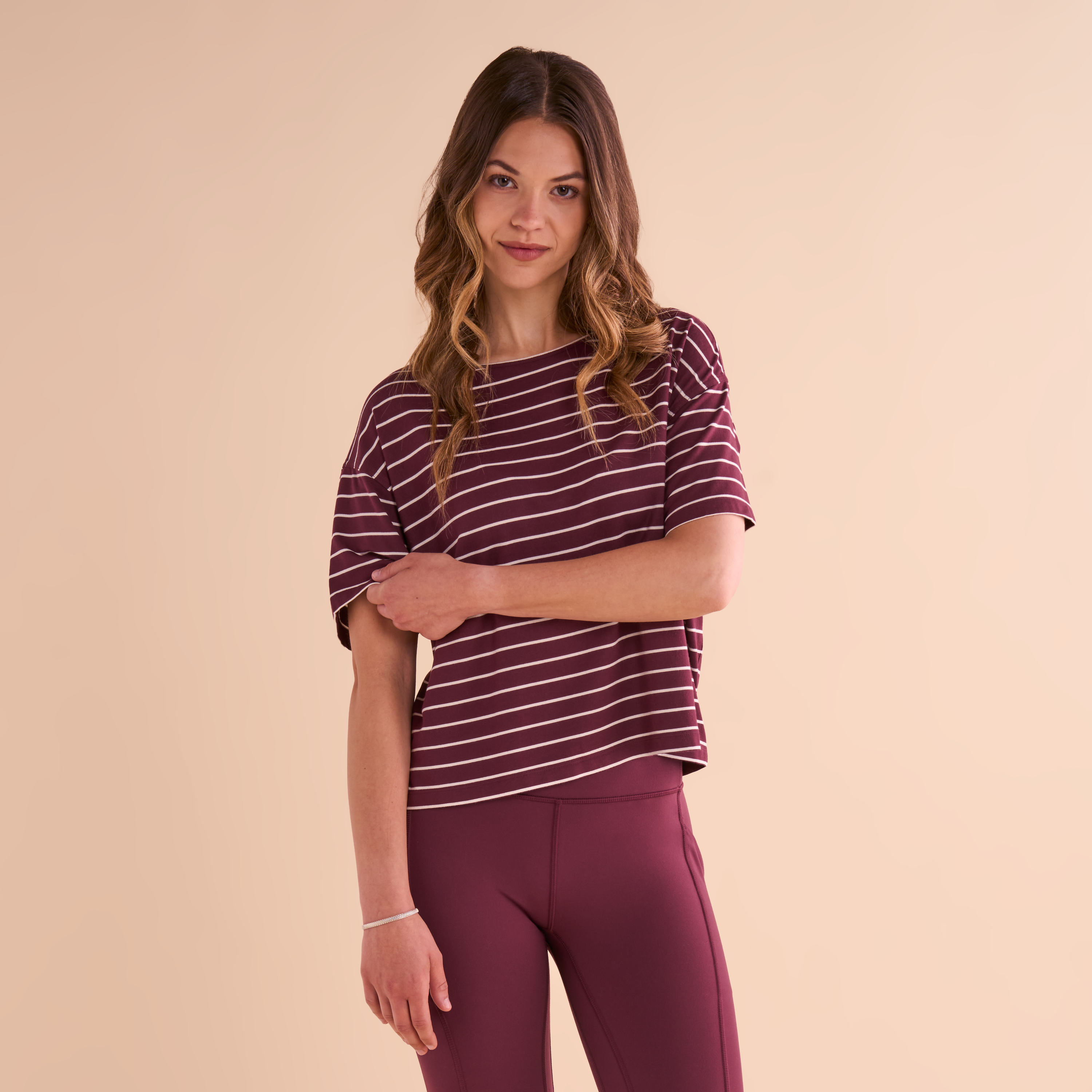 Image of Natural Reflections Horizon Short-Sleeve T-Shirt - Vineyard Wine Stripe