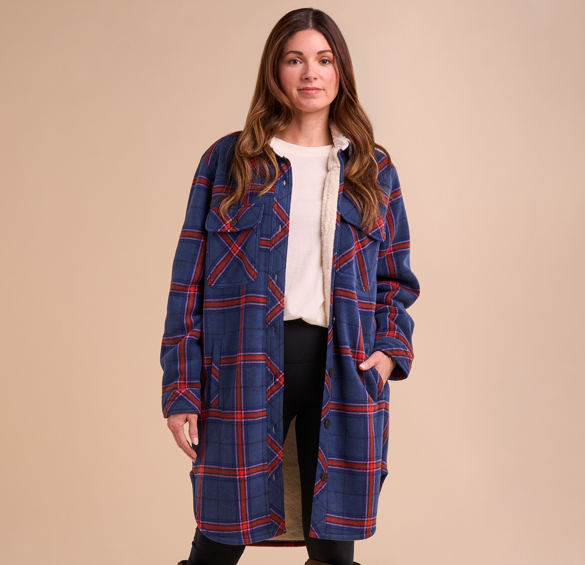 Image of Natural Reflections Cedarwood Shirt Jacket - Sargasso Sea Plaid